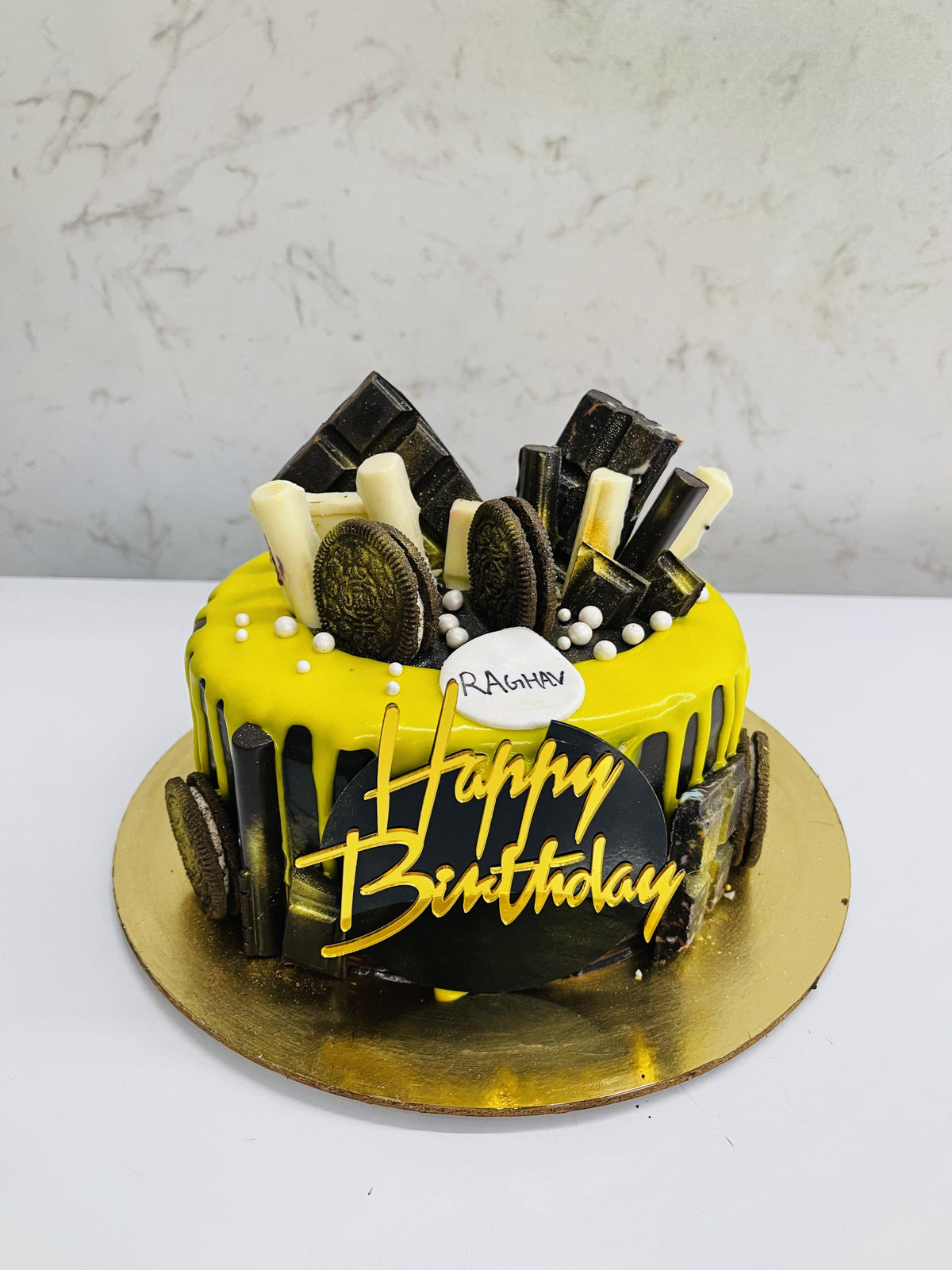 Yellow Cream Drip Chocolate Cake