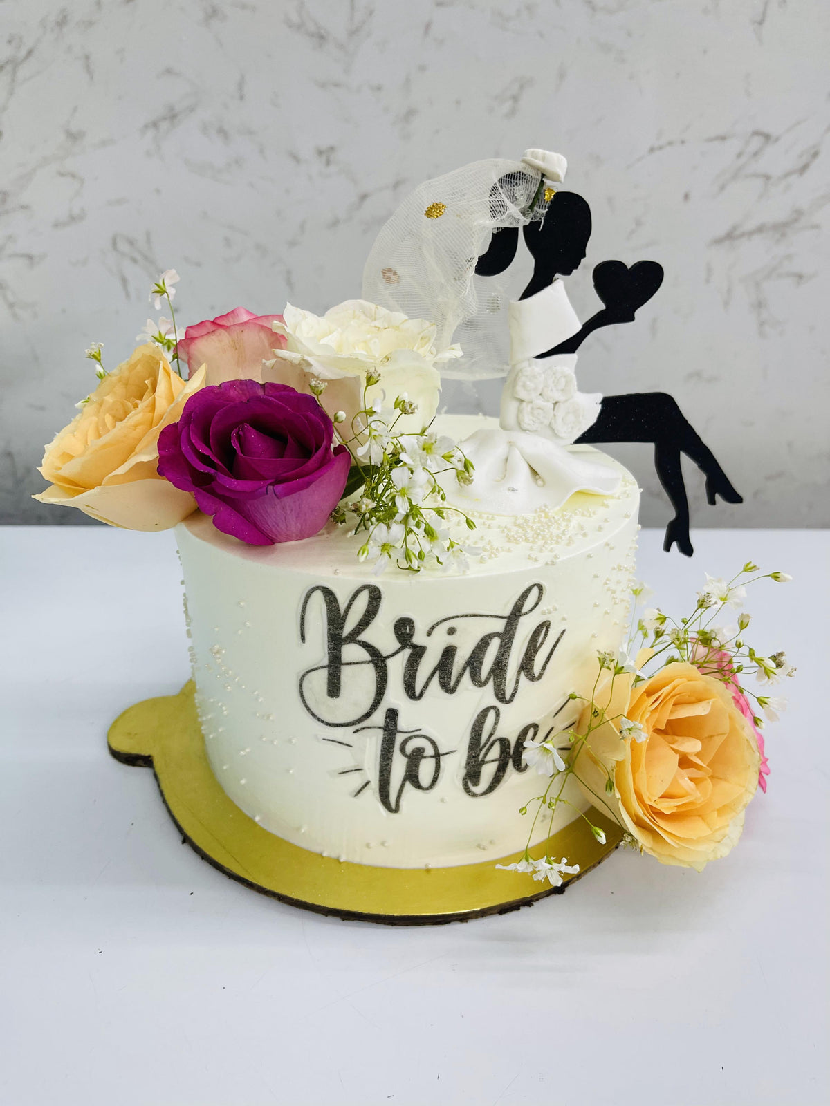 Bride To Be Cake With Flowers