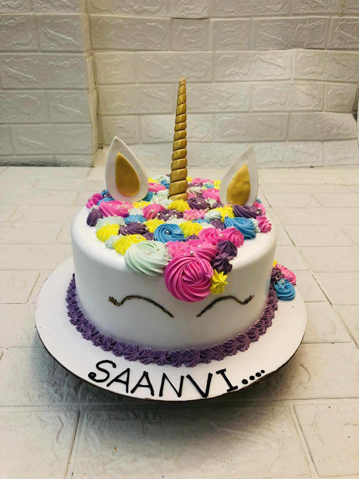 Unicorn And Rainbow Theme Cake