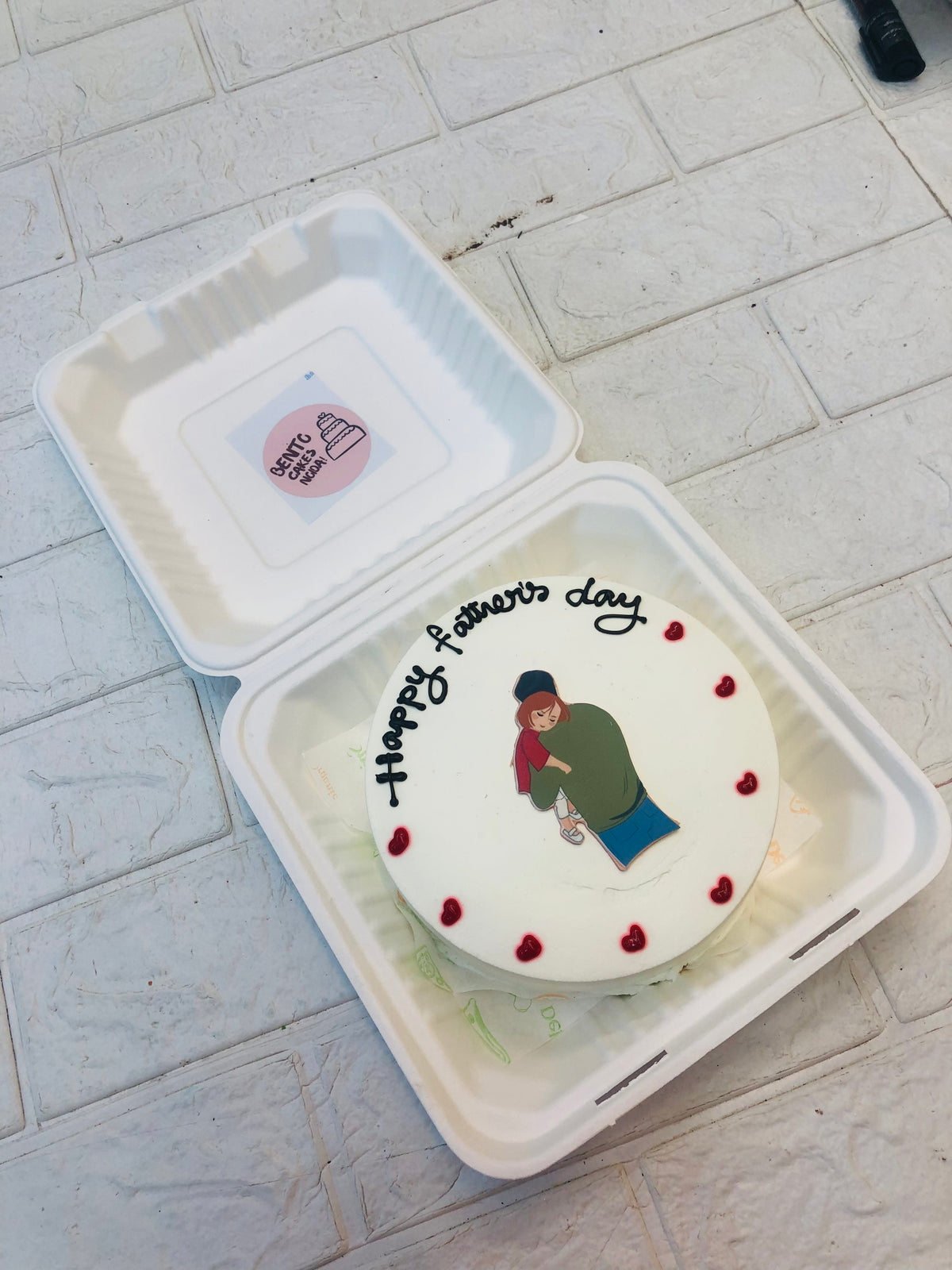 Fathers Day Theme White Bento Cake