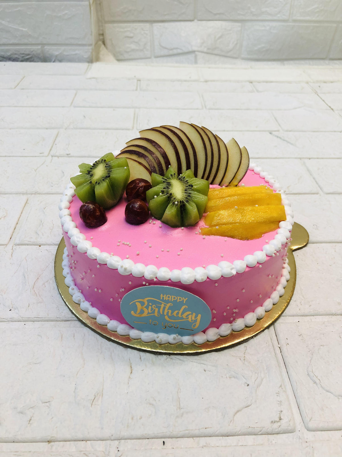 Fruit Topping Pink Cake