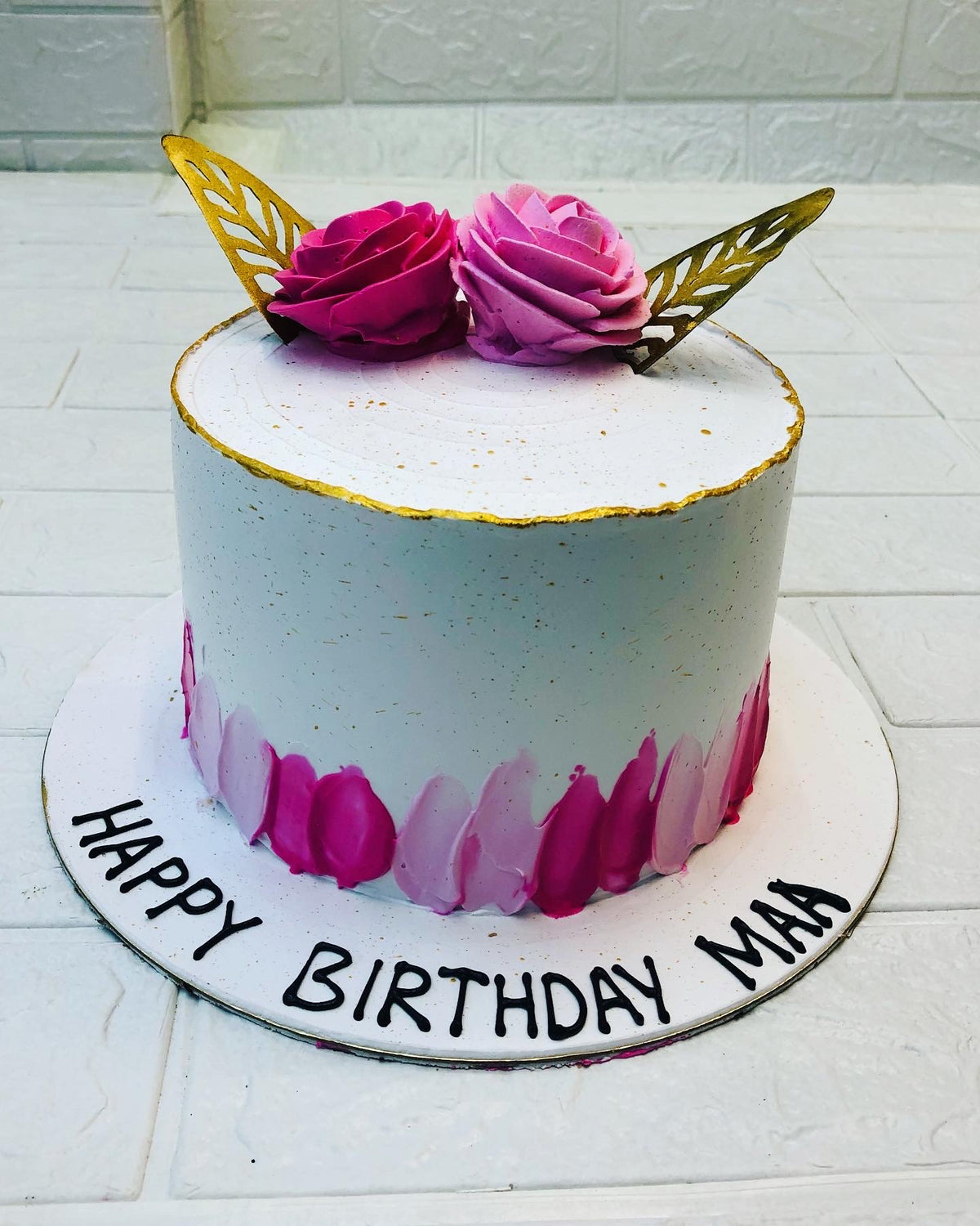 Aesthetic Pink Rose Birthday Cake