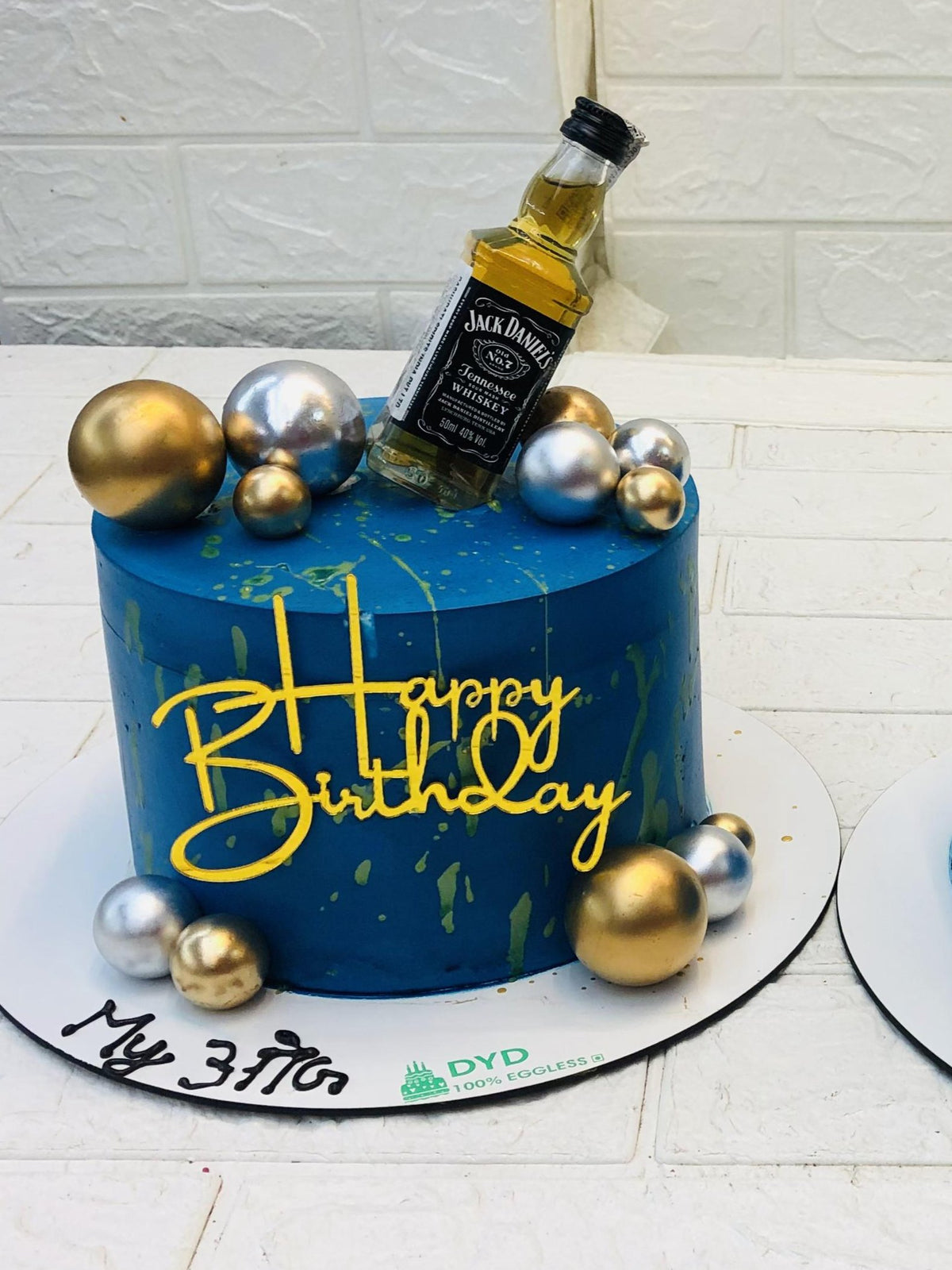 Blue Green Gold Theme Liquor Cake