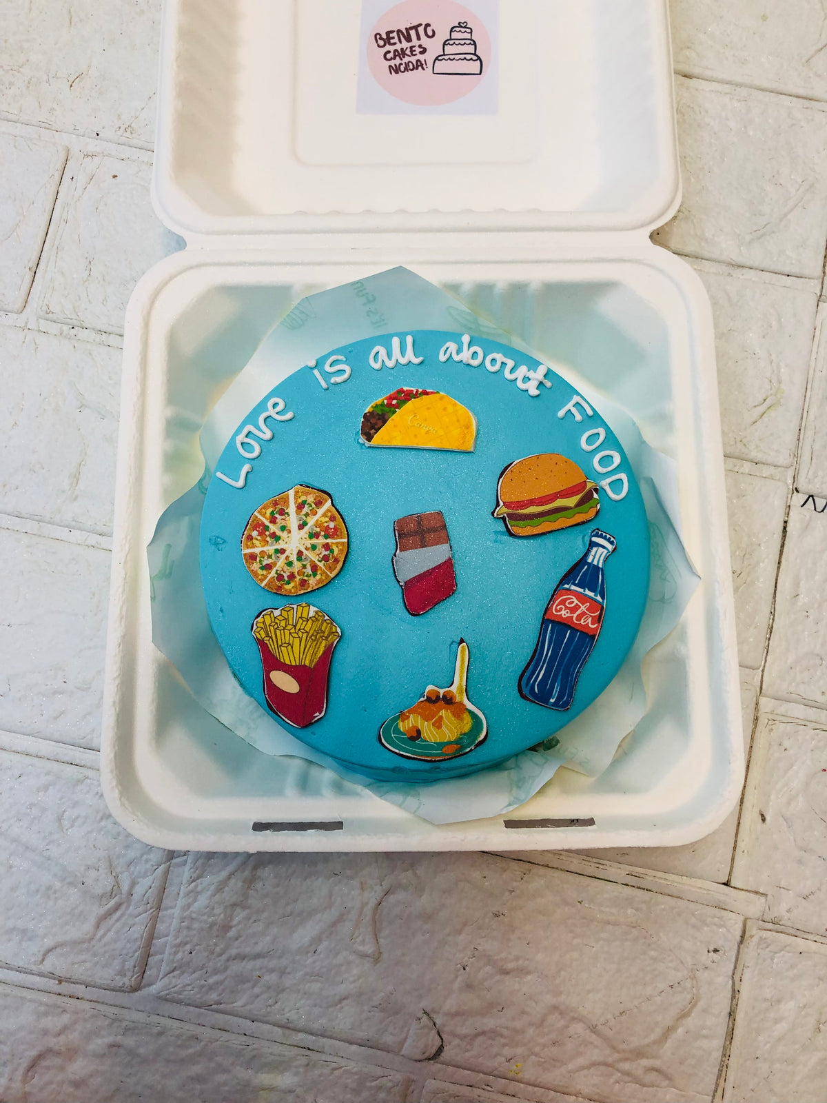 Food Lover Theme Blue Bento Cake