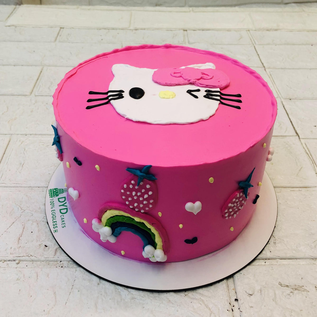 White Pink Cute Kitty Cake