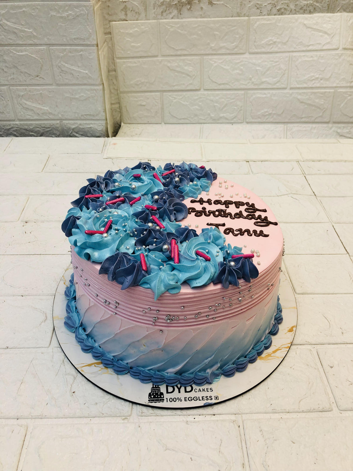 Pink Cake with Blue Truffle