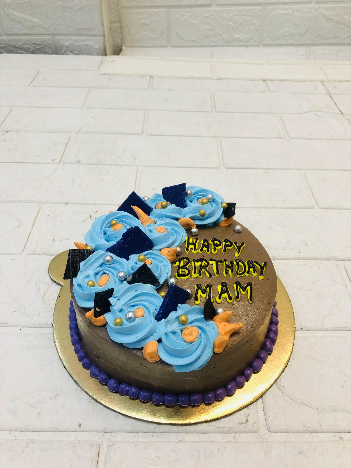 Brown Cake with Blue Soft Truffle