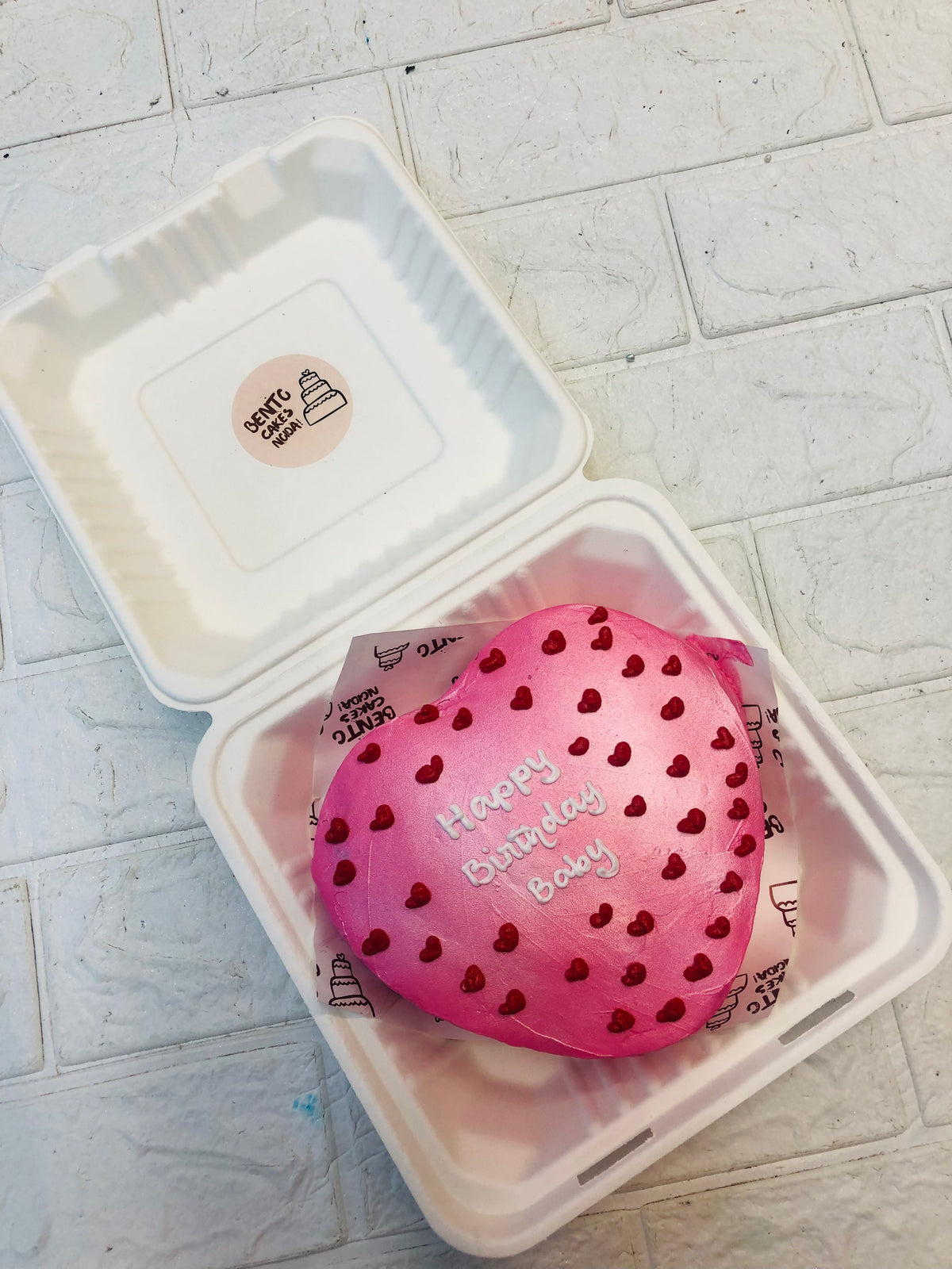 Aesthetic Pink Heart Bento Cake