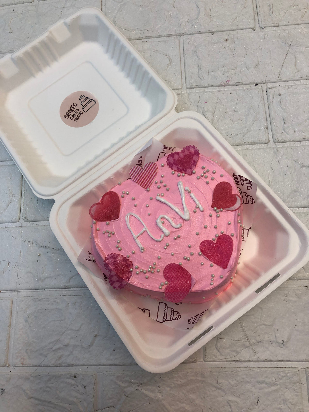 Pearl Pink Heart Bento Cake