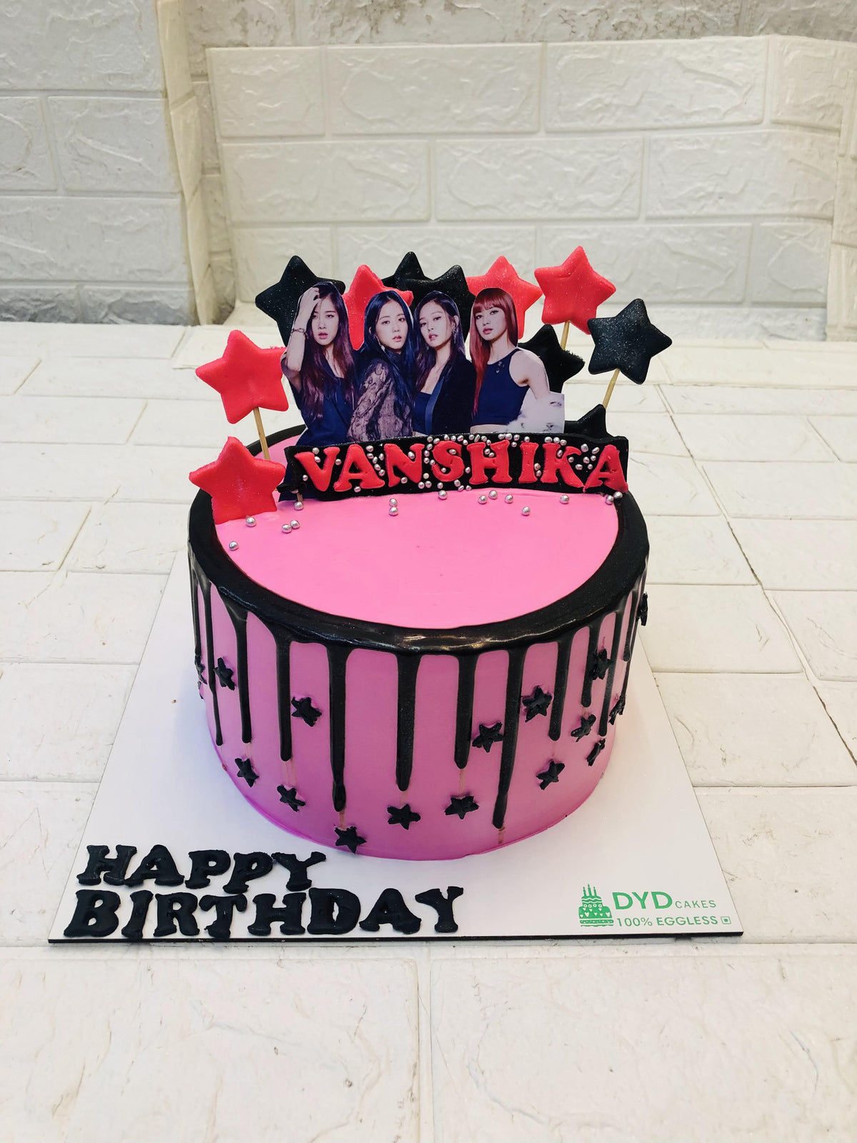 Black & Pink BTS Theme Cake