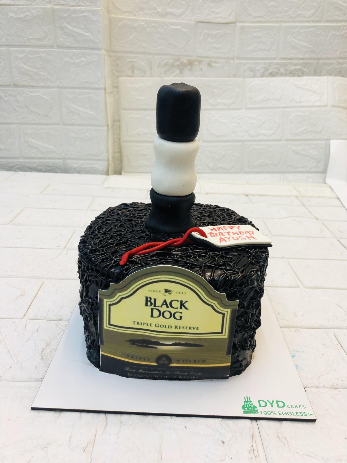 Black Dog Bottle Design Cake