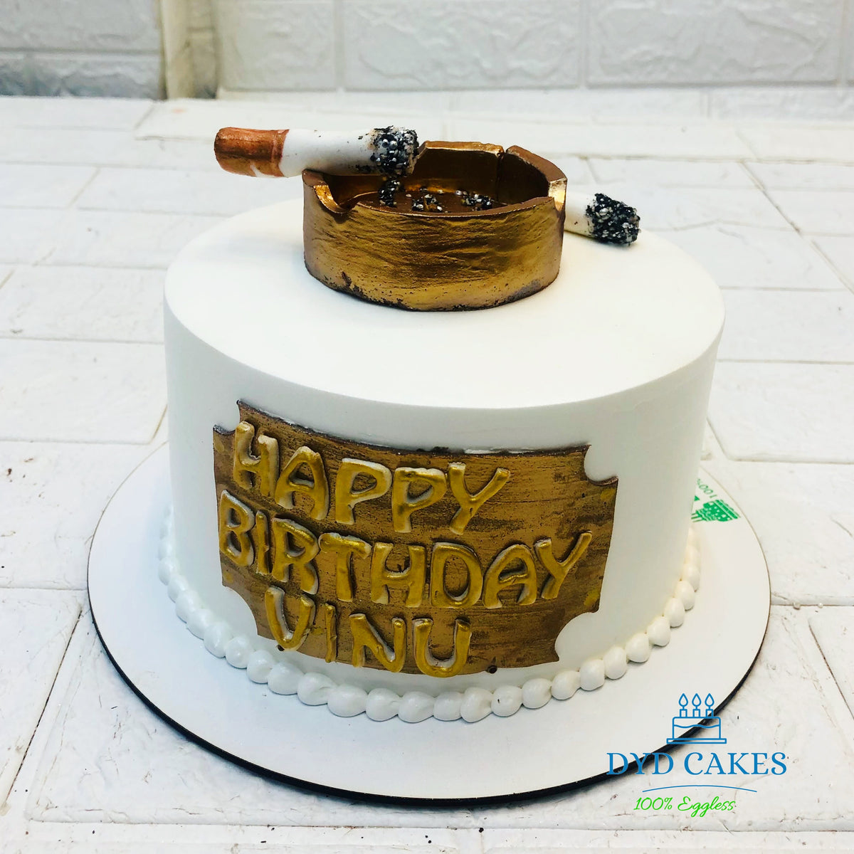 Smoker Theme White Cake