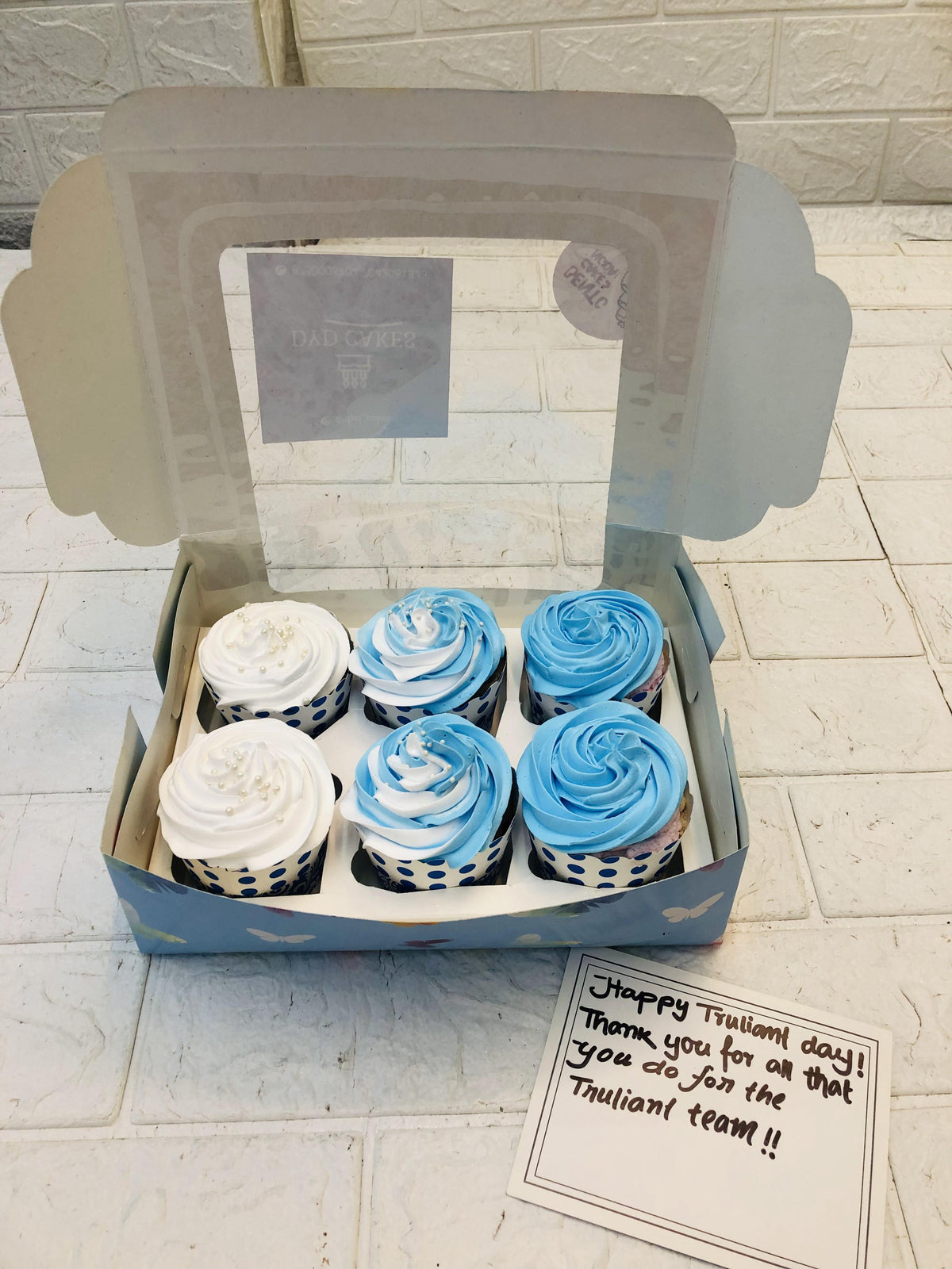 Blue and White Cupcake