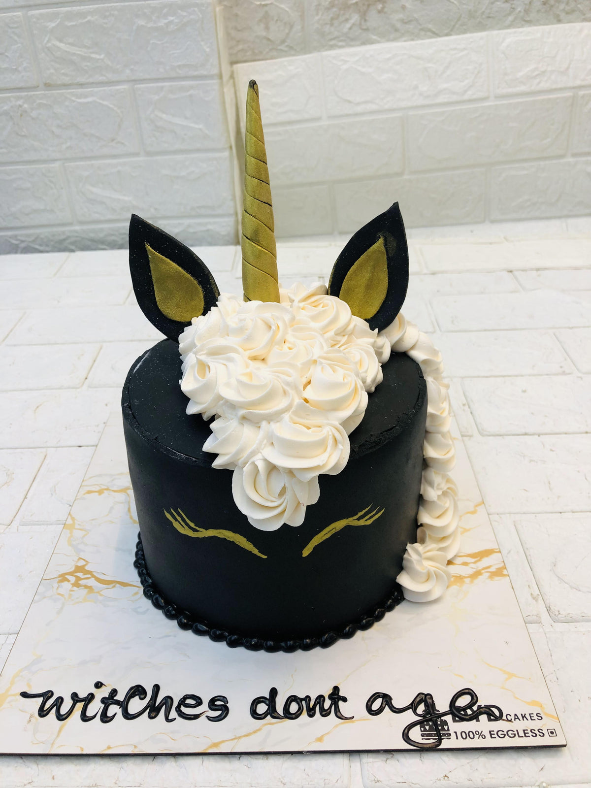 100% Eggless Black Unicorn Golden Cake in Noida , Greater Noida, Delhi from DYD Cakes