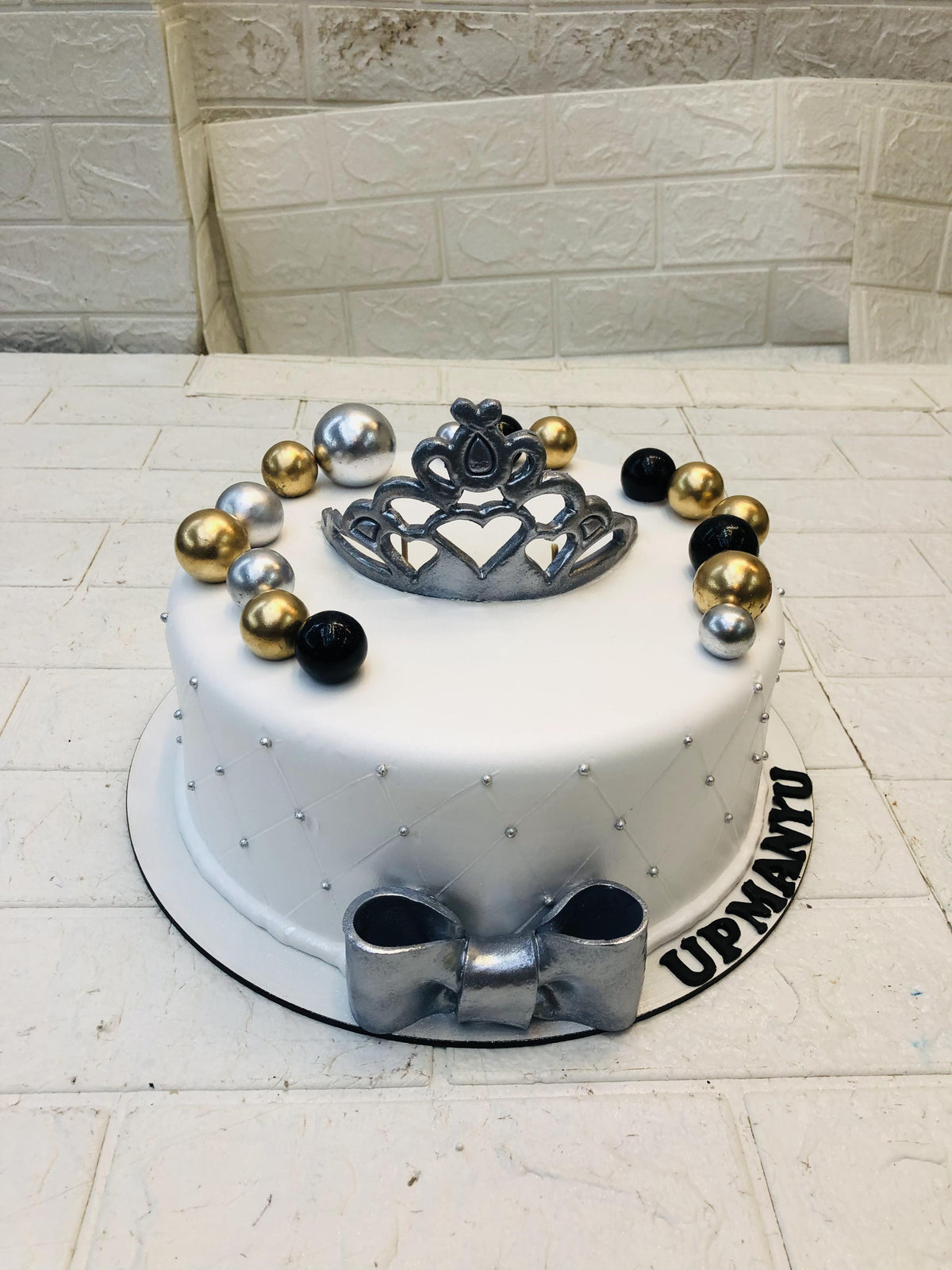 Silver And White Cake