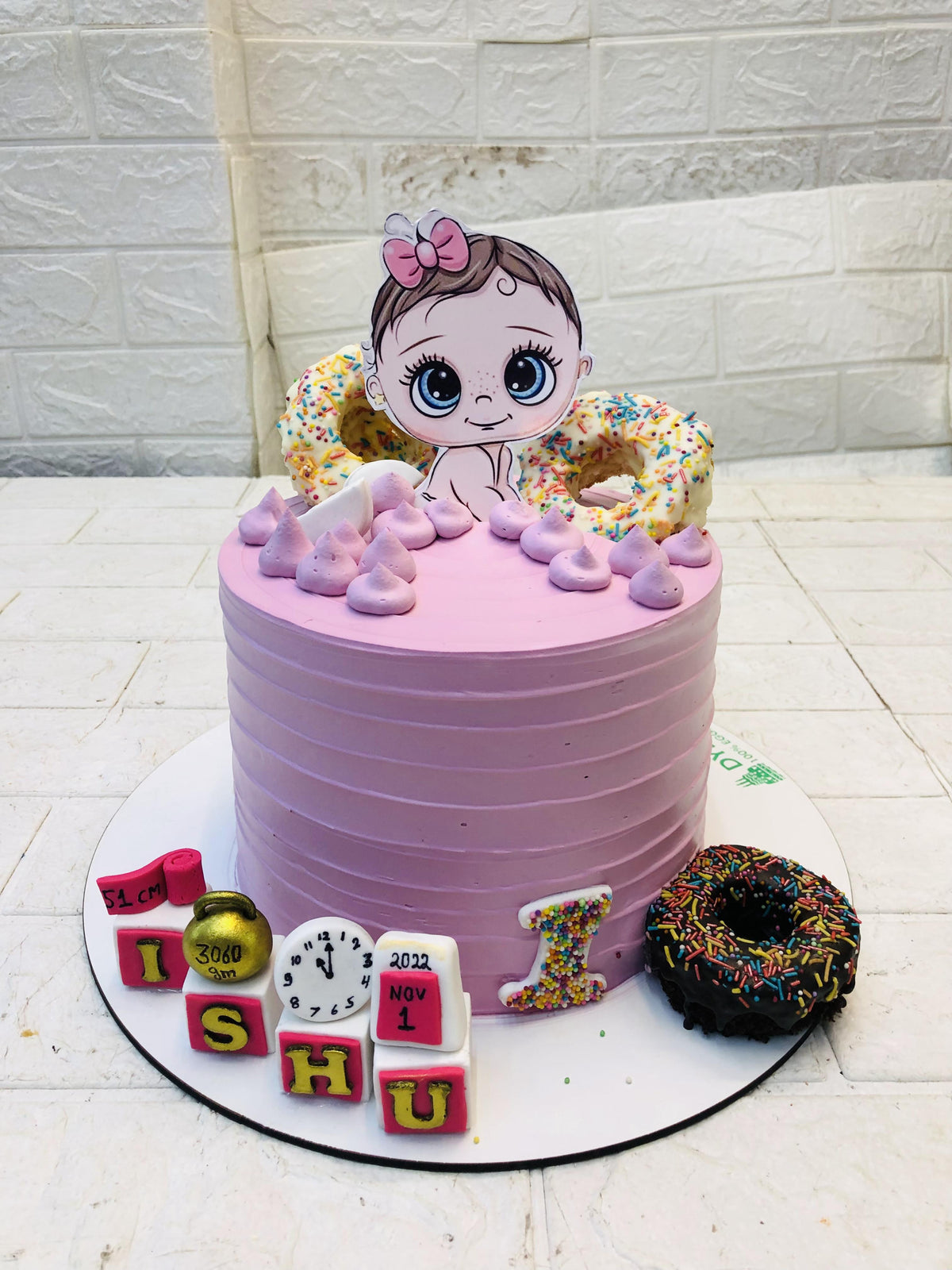 Baby Girl Birth Theme Cake