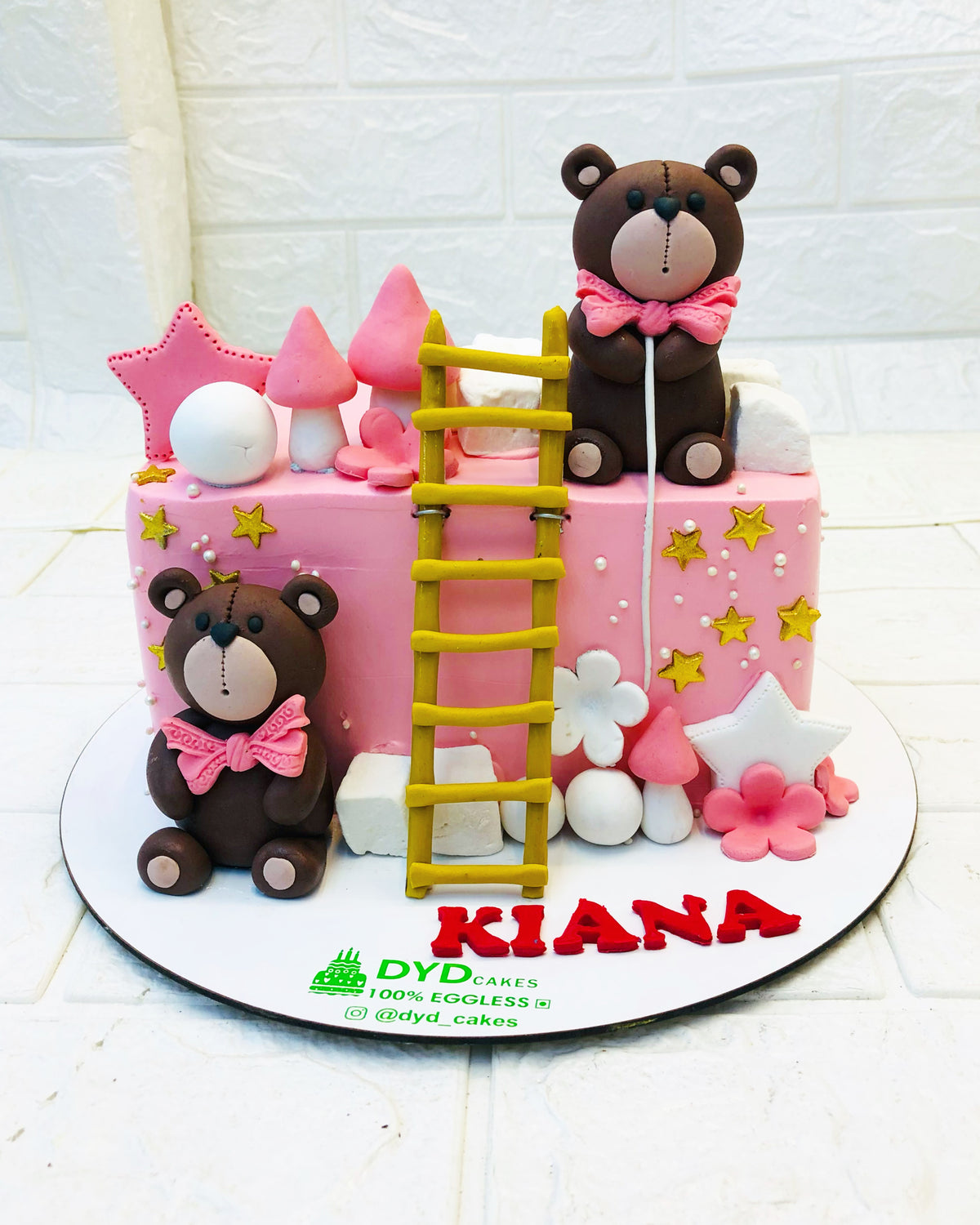 Bear Theme Pink Cake