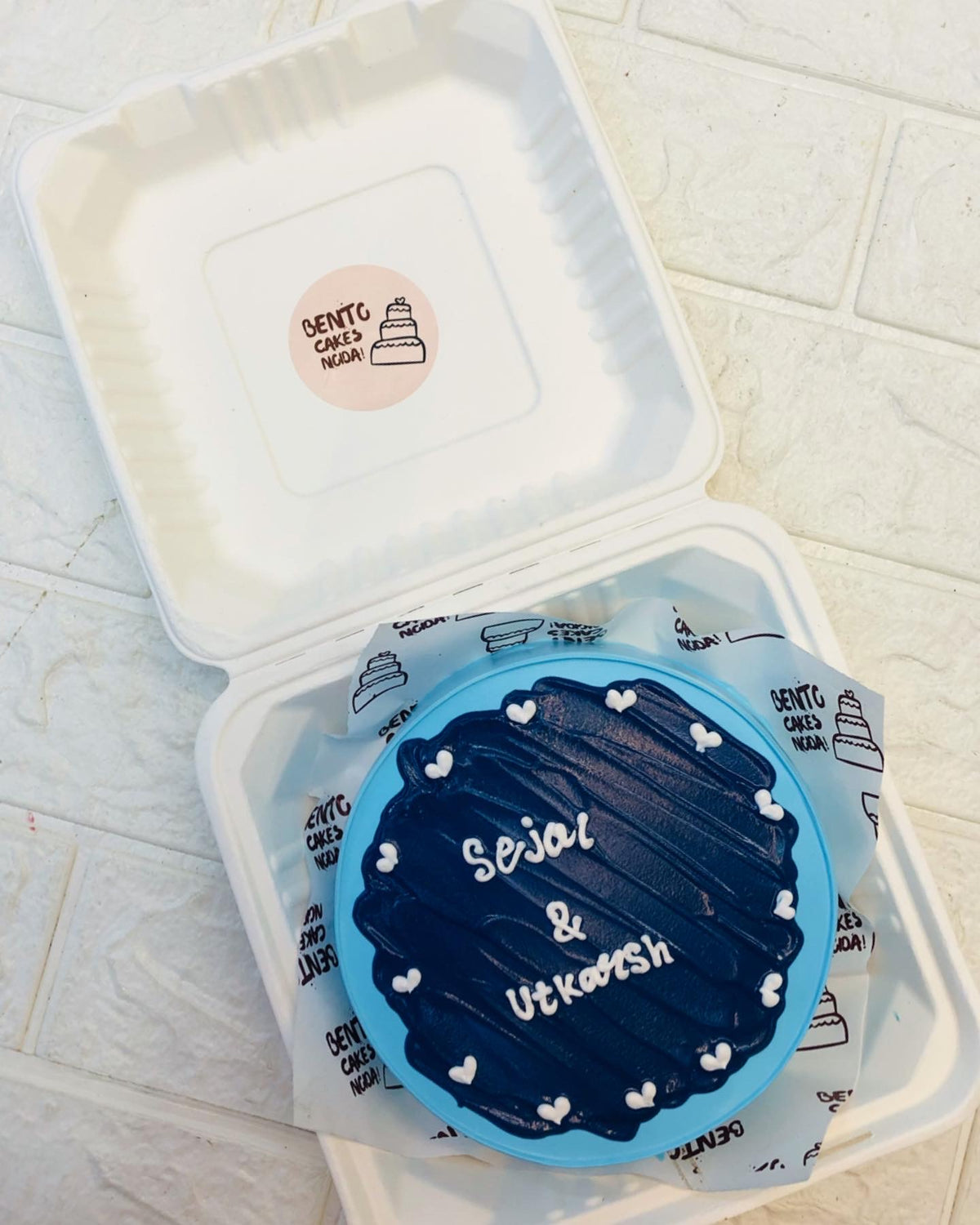 Aesthetic Dark Blue Bento Cake