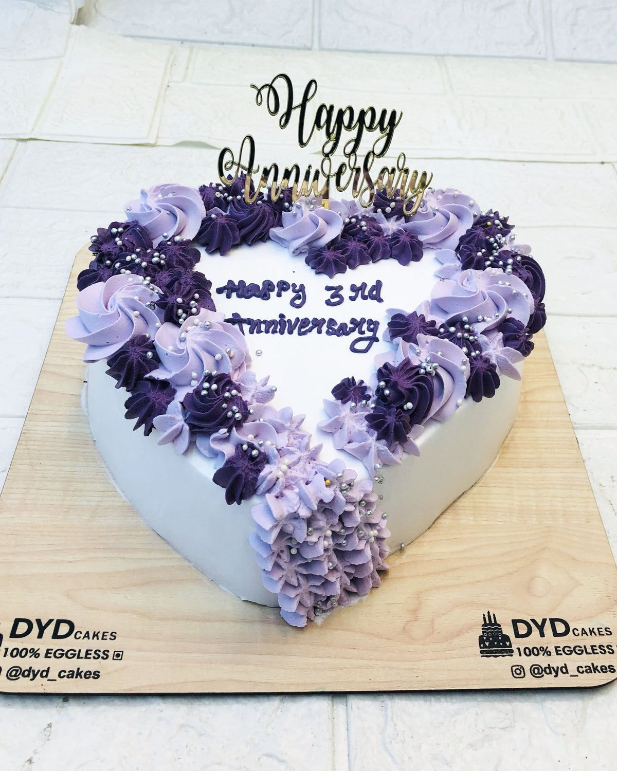 Blue Purple Anniversary Heart Cake