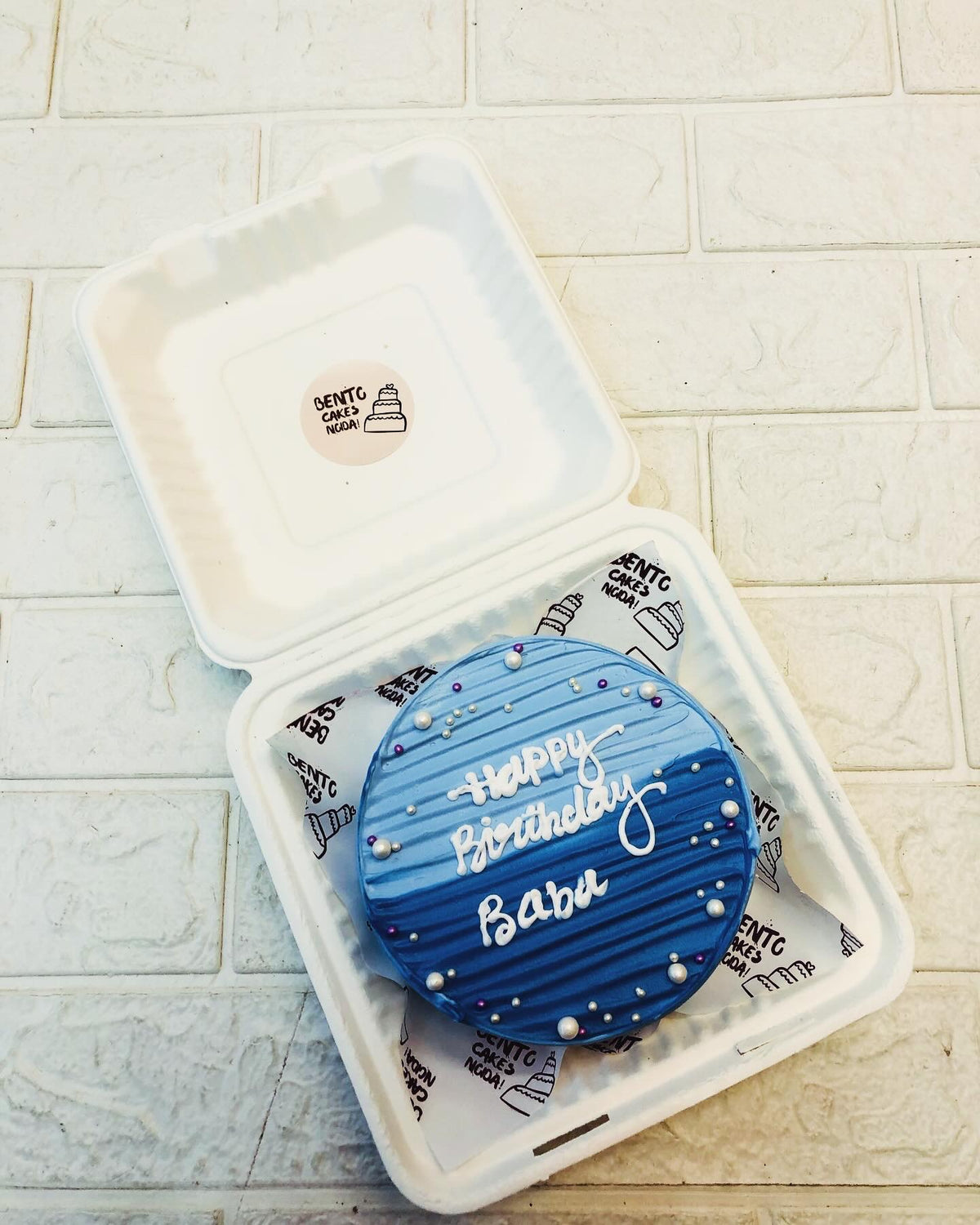 Dark- Light Blue Bento Cake