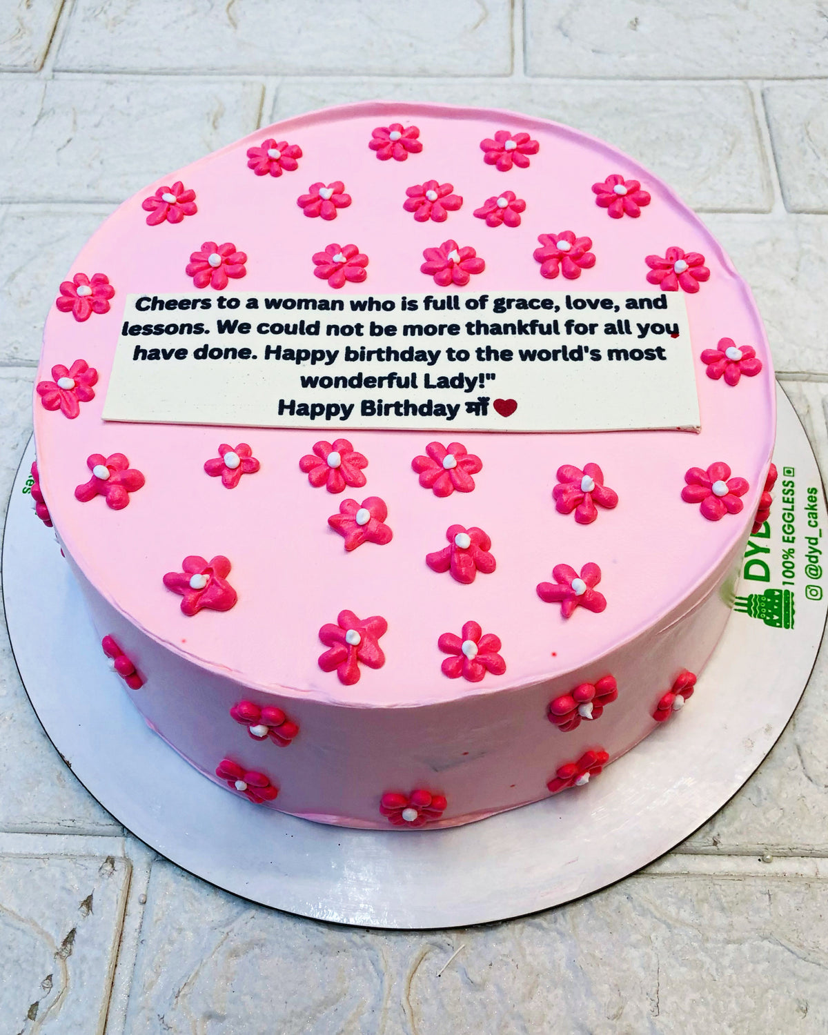 Beautiful Pink Flowers Cake for Birthday