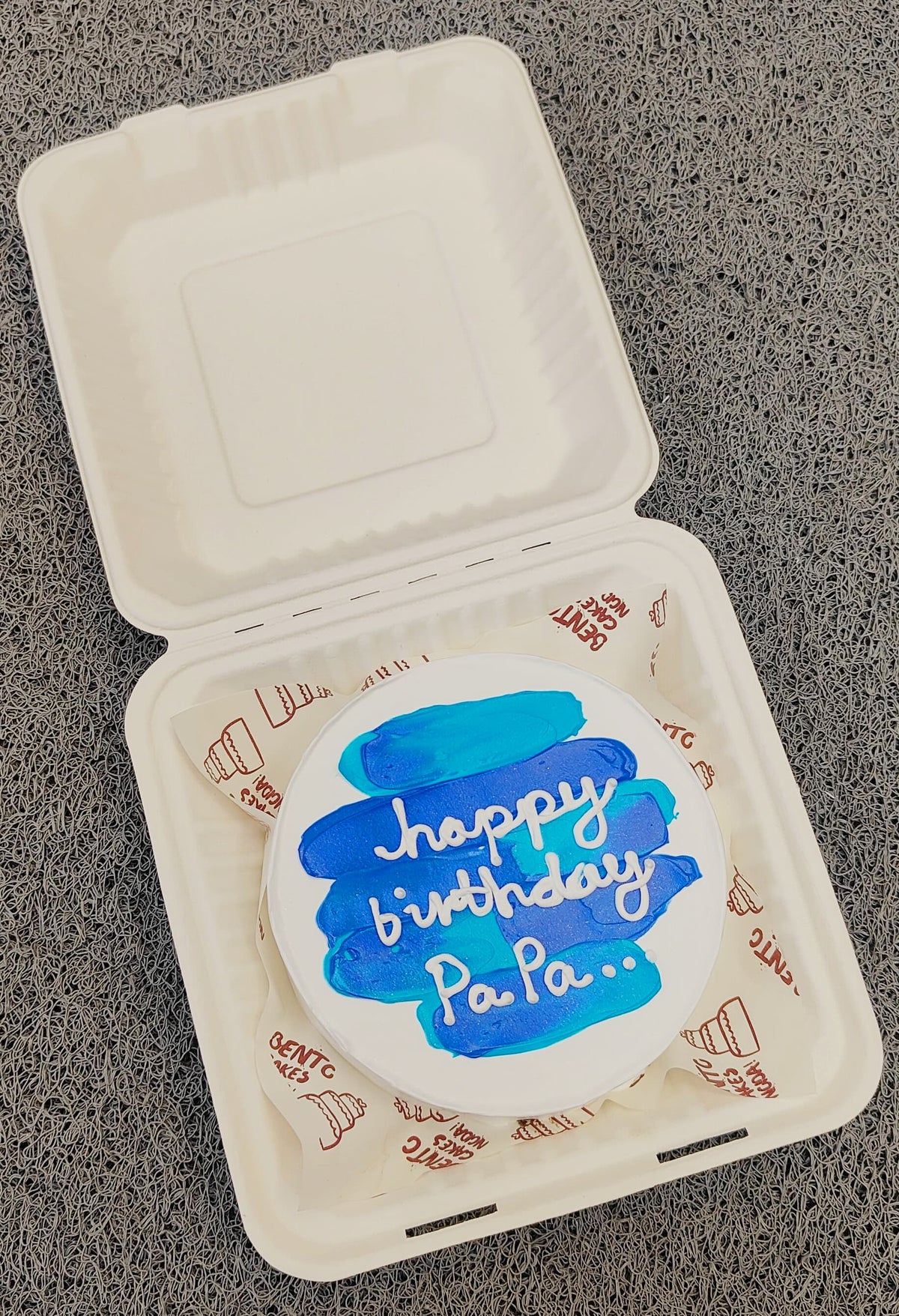 White Blue Father Bento Cake