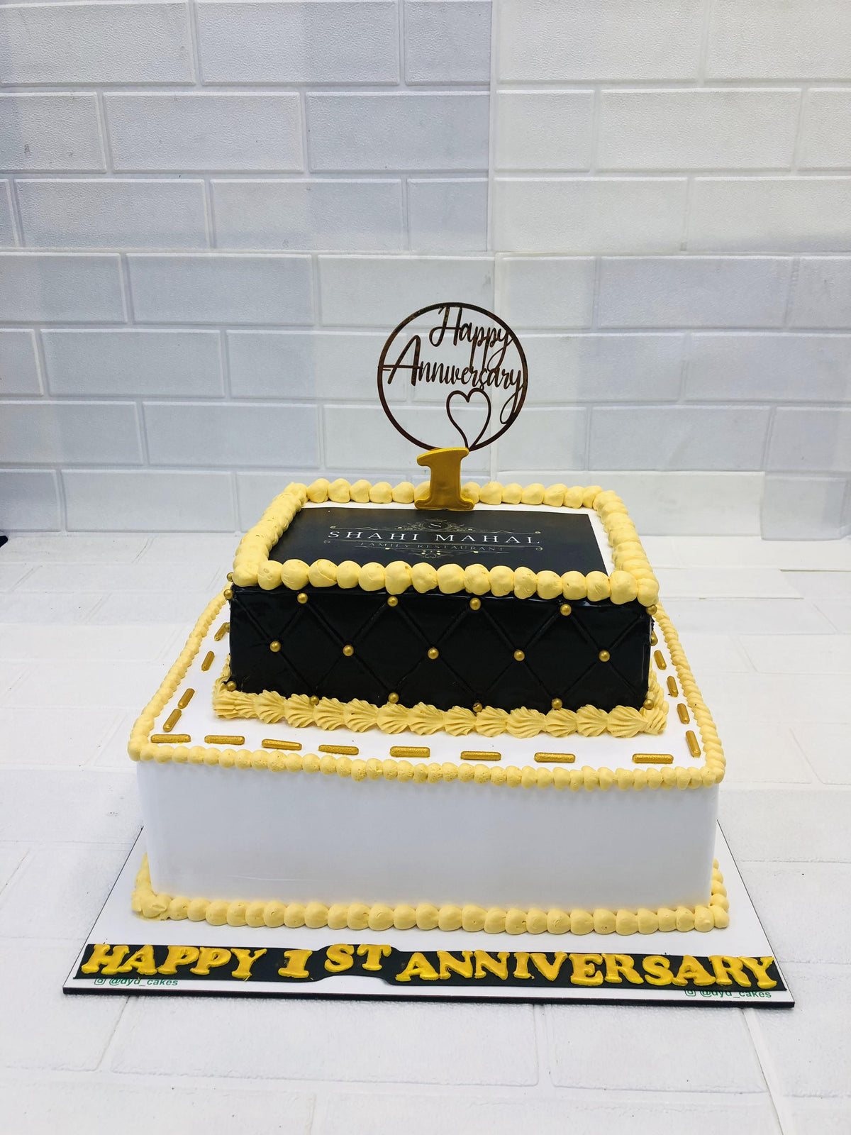 Black Golden Anniversary Cake