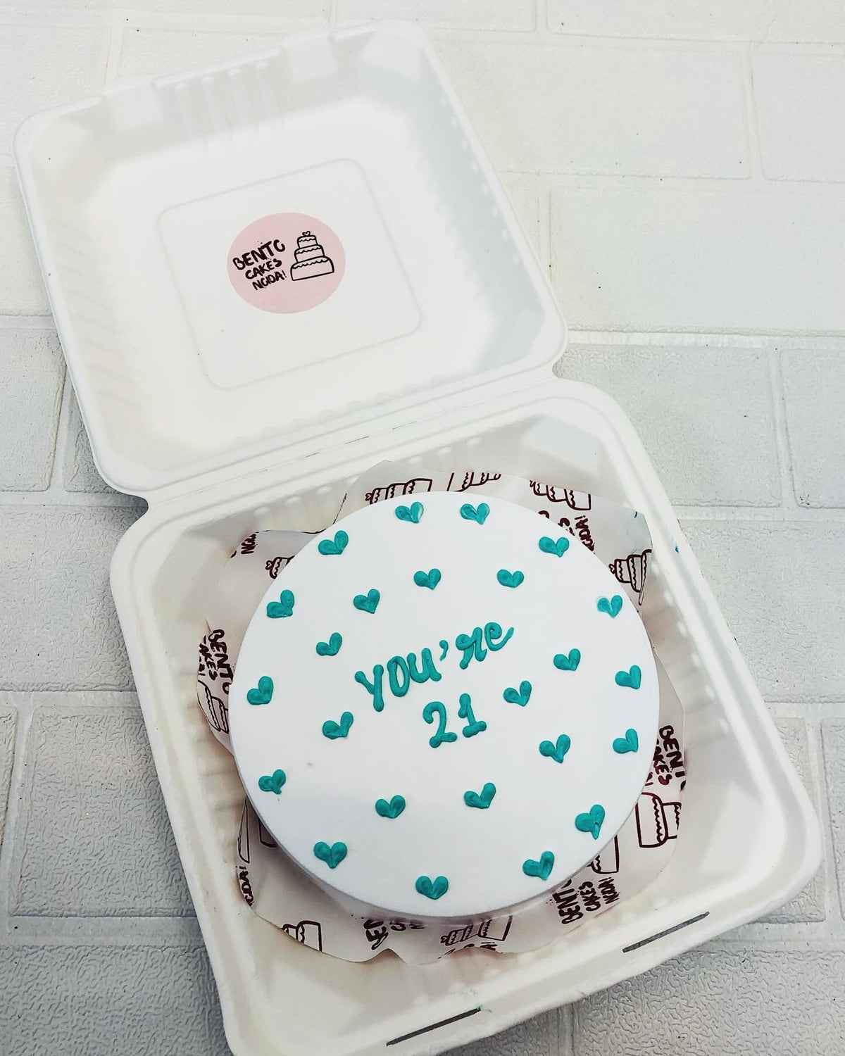 Sky Blue Hearts Bento Cake