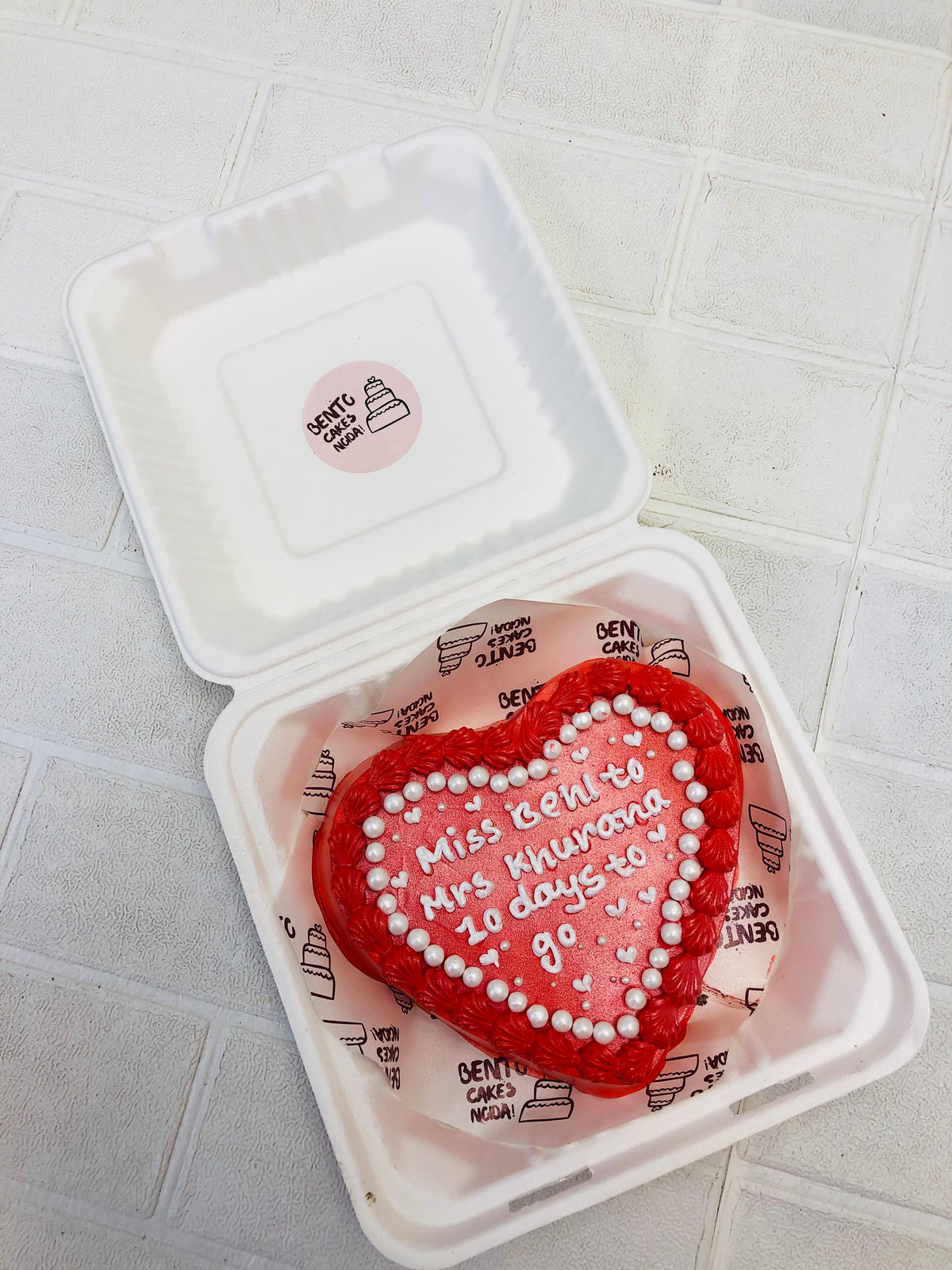 Engagement Theme Red Heart Bento Cake