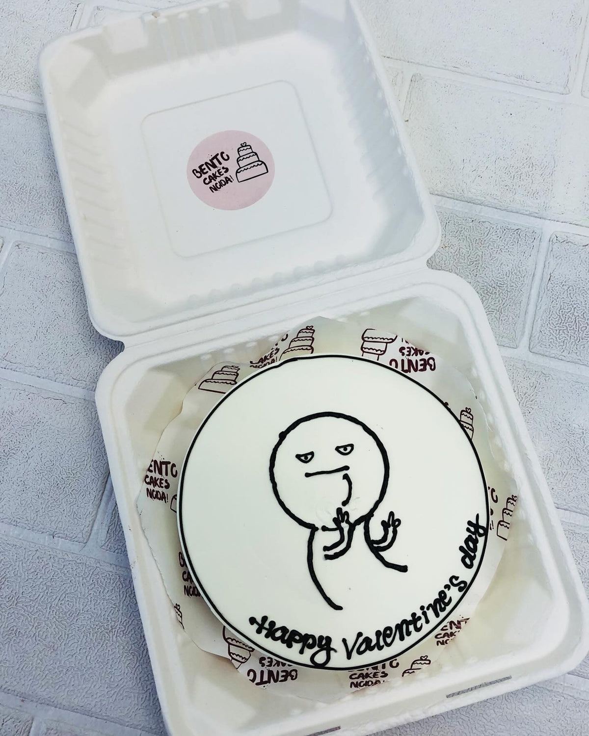 Happy Valentines Day Theme White Bento Cake