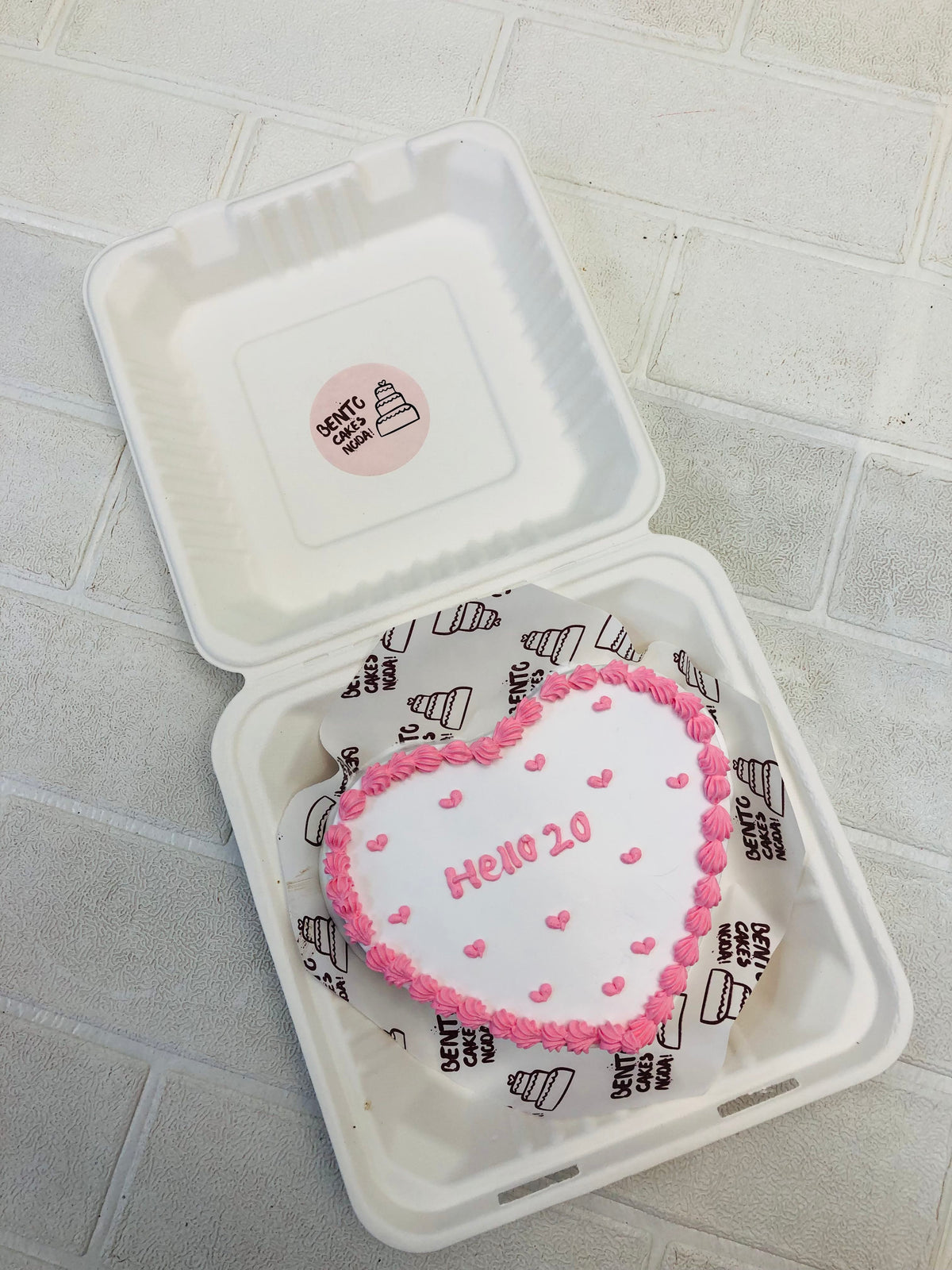 Hello 20 Theme Heart Bento Cake