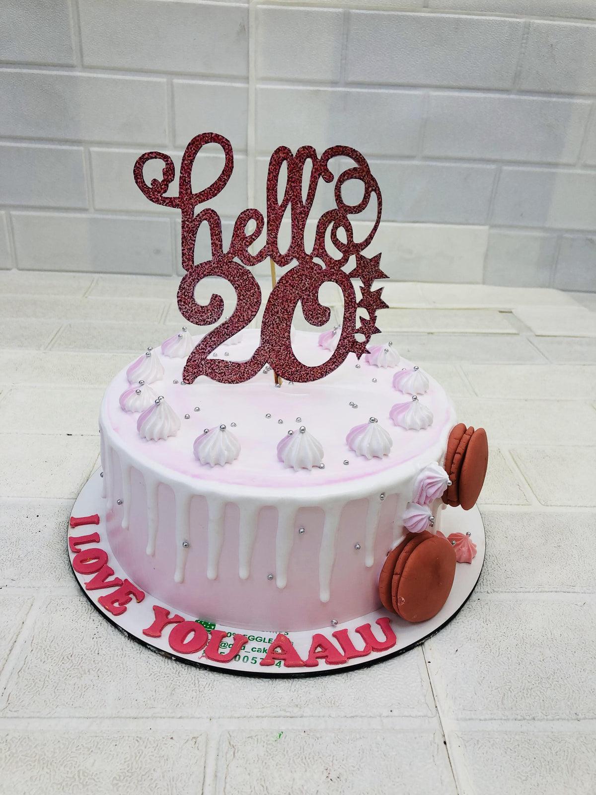 Pink & White Drip Cake