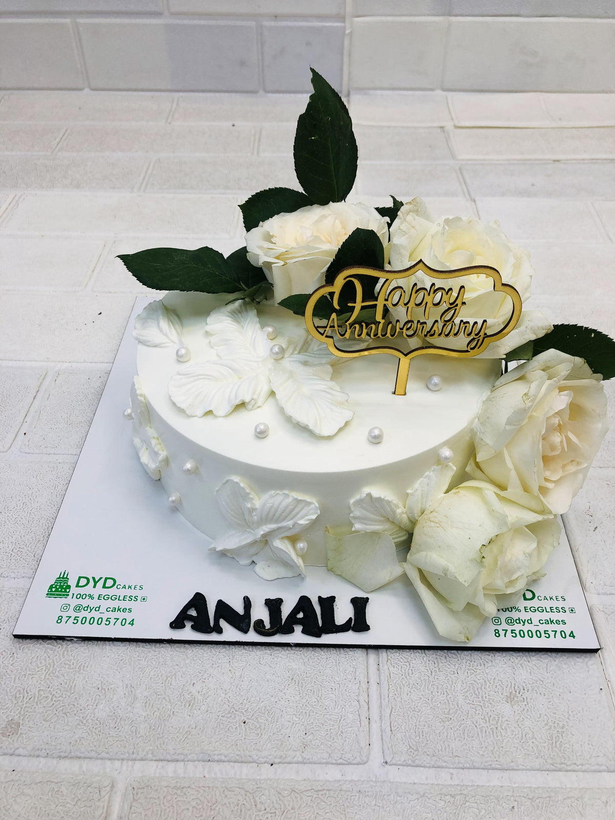 White Forest White Rose Cake