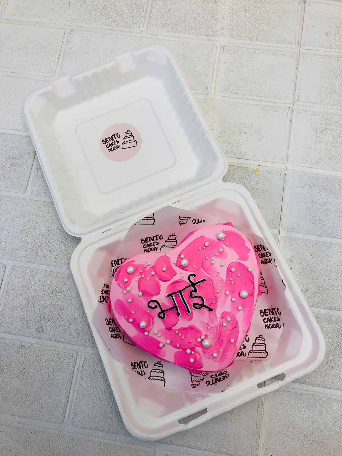 Aesthetic Pink Heart Bento Cake