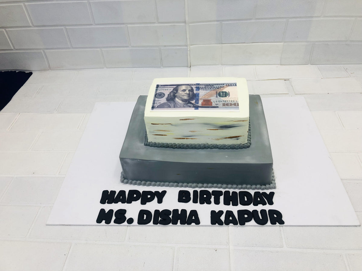 Dollar Theme Grey White Cake