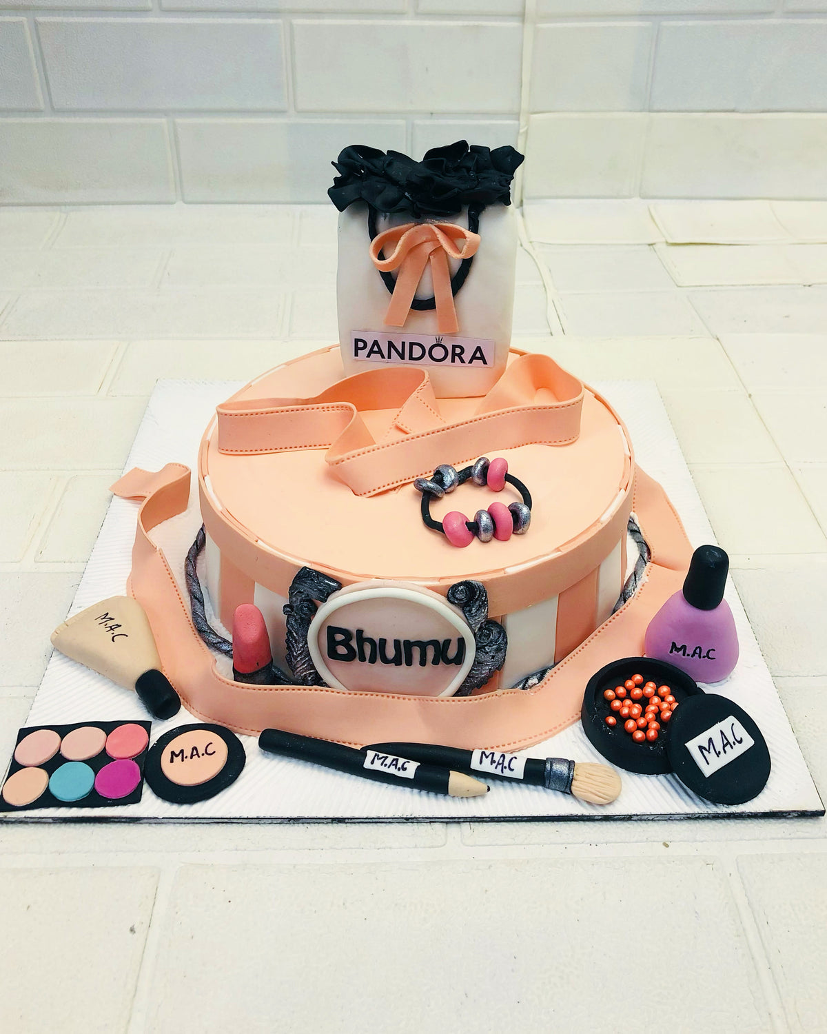 Peach Color Beautiful Makeup Cake