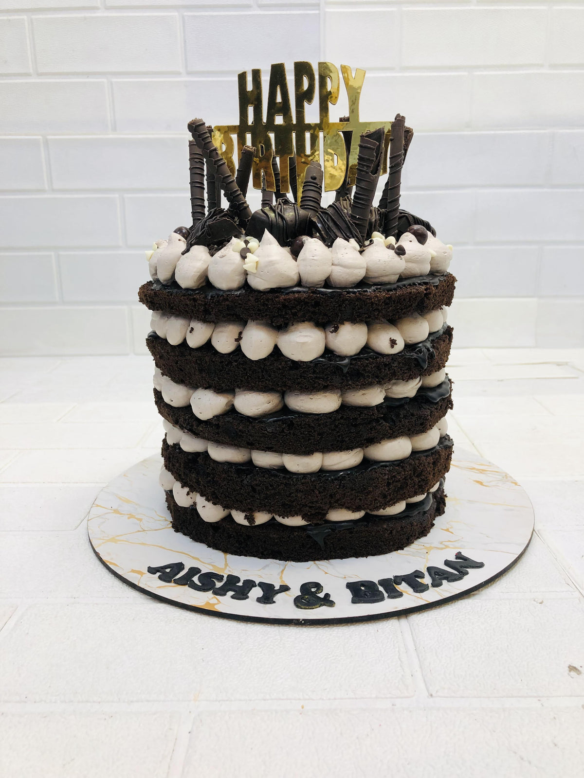 Black and White Drip Cake