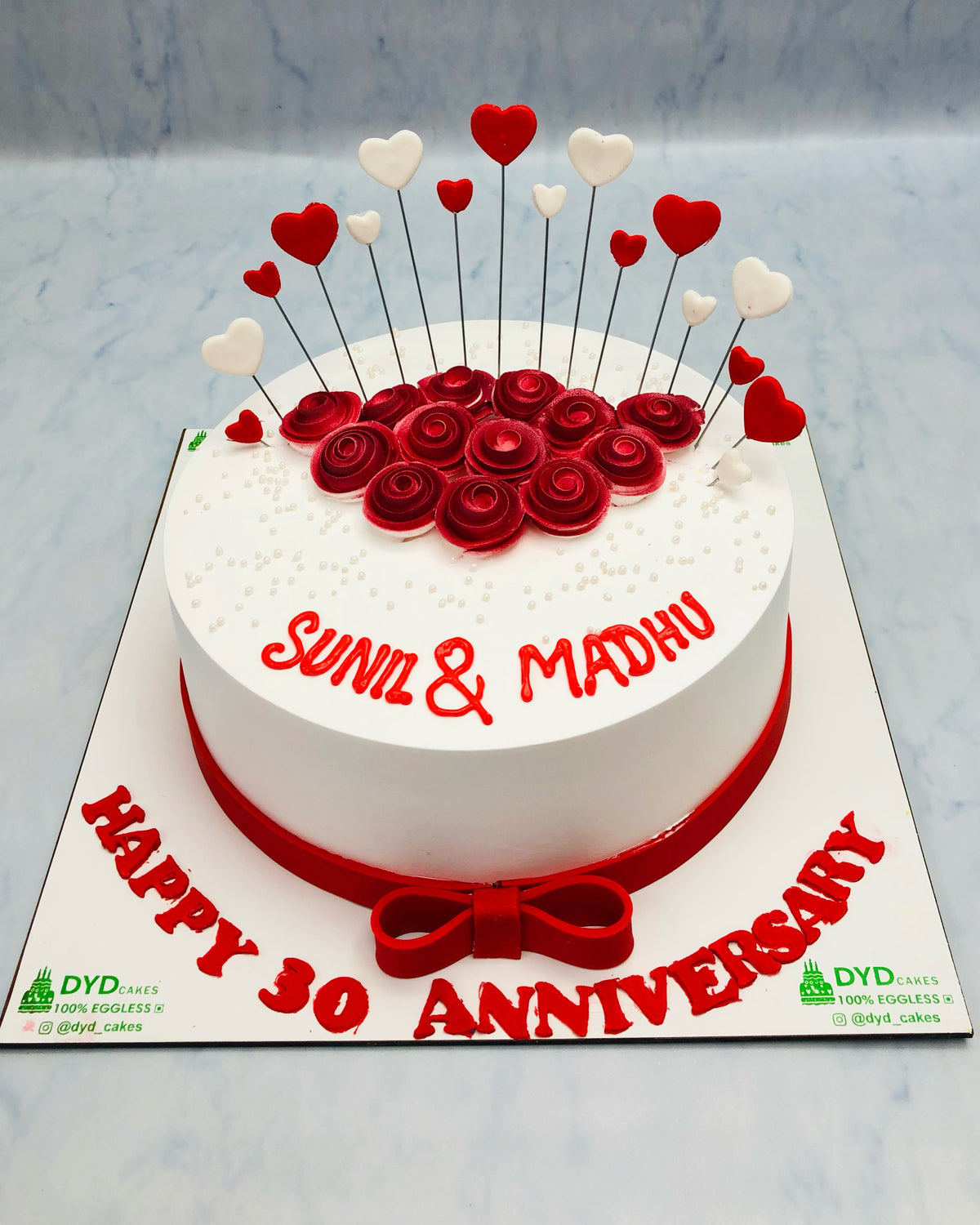 Red White Combination Anniversary Cake