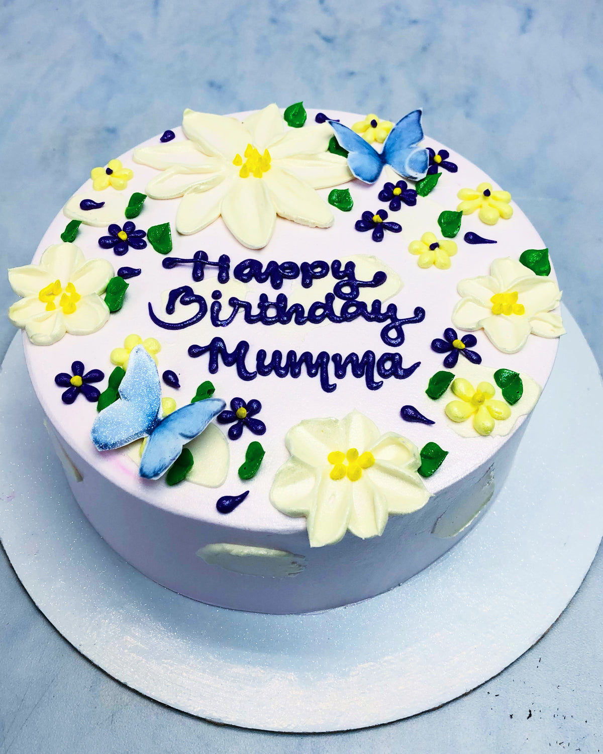 Beautiful Evergreen Florals Birthday Cake