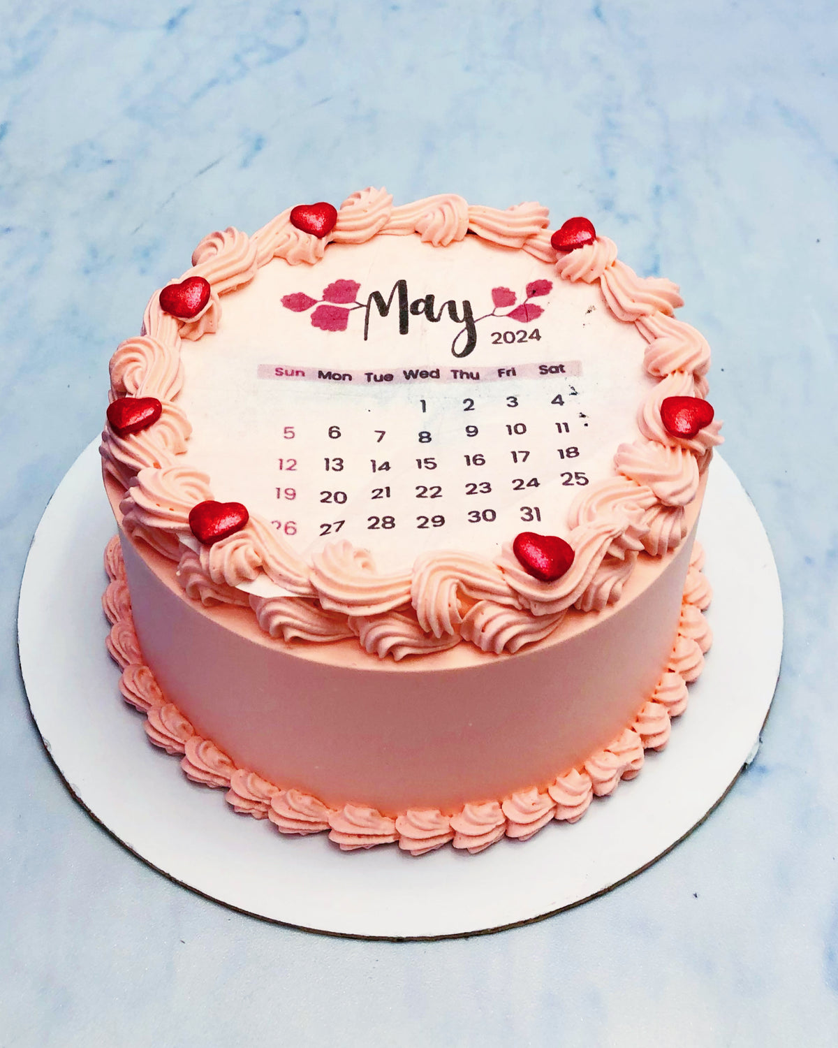 Calendar Theme Peach Color Fire Cake