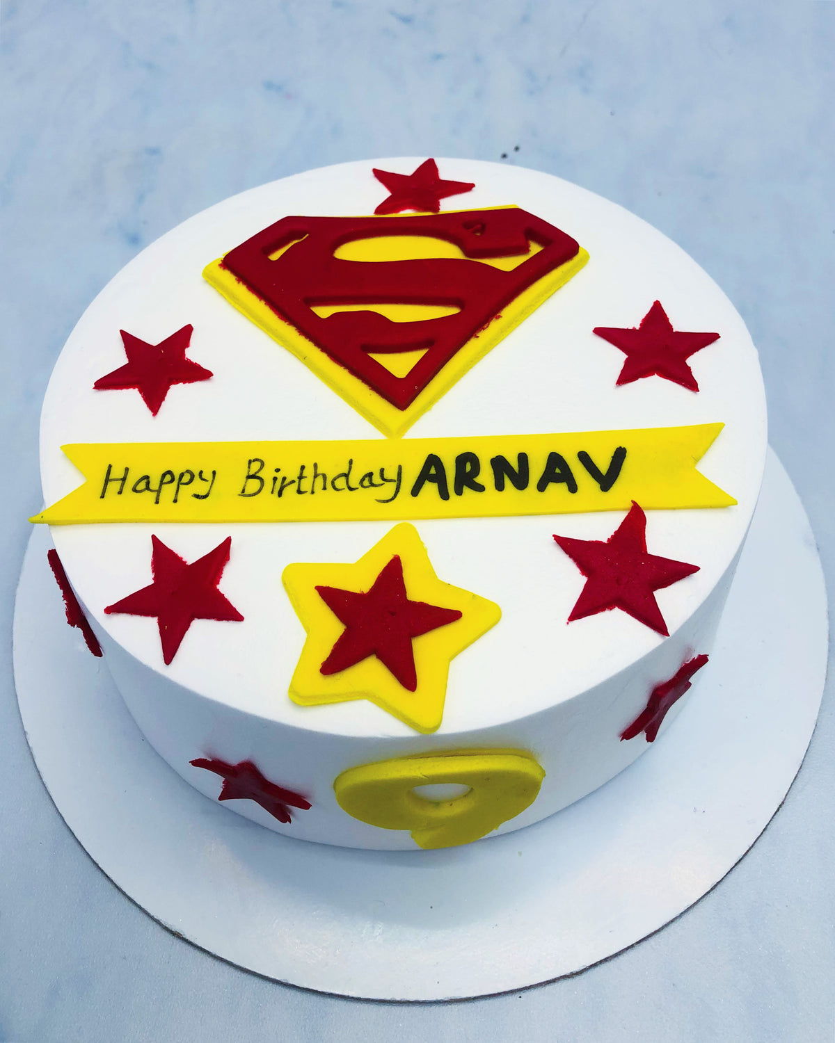 Superman Theme Red White Cake