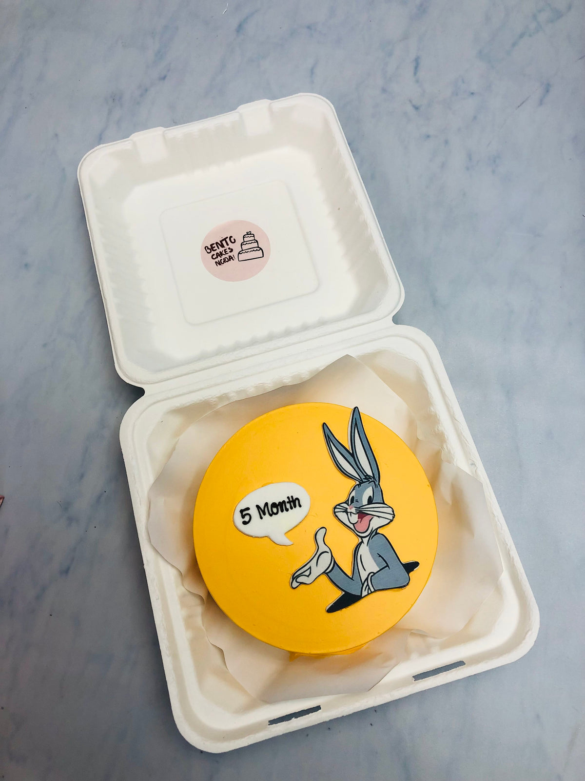 Bunny Bugs Theme Yellow Bento Cake