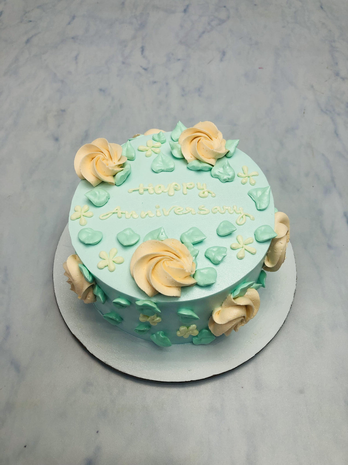 Sky Blue Anniversary Cake