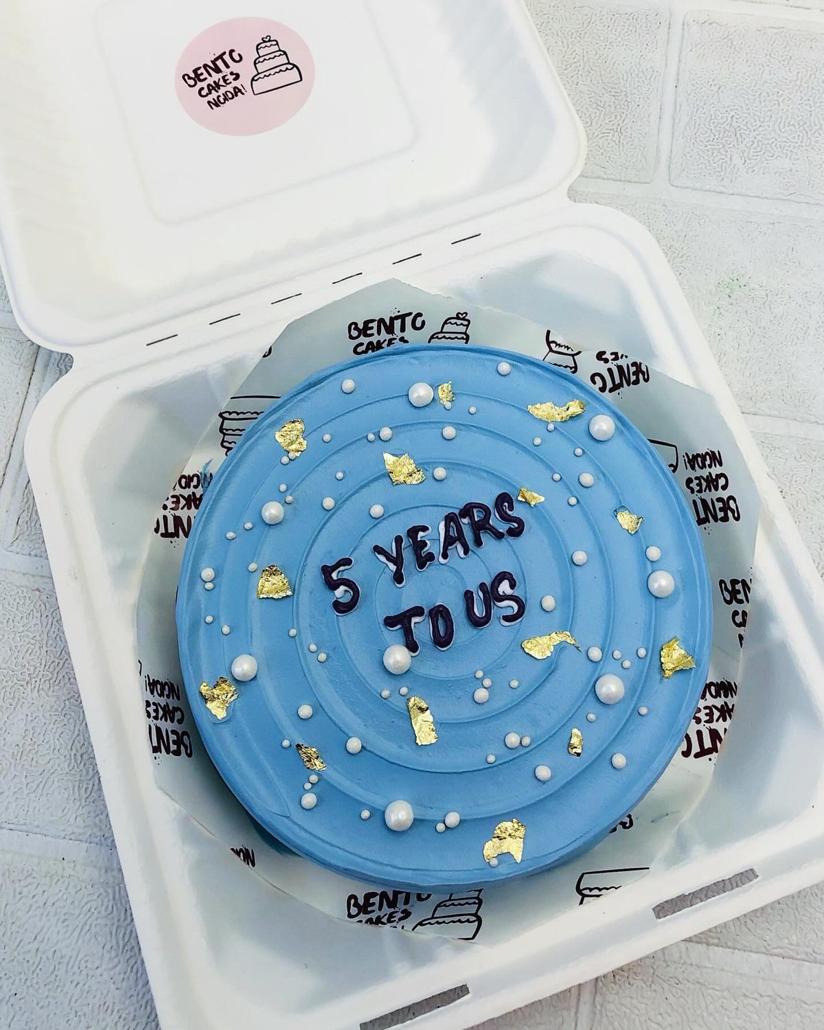 Anniversary Theme Blue Bento Cake