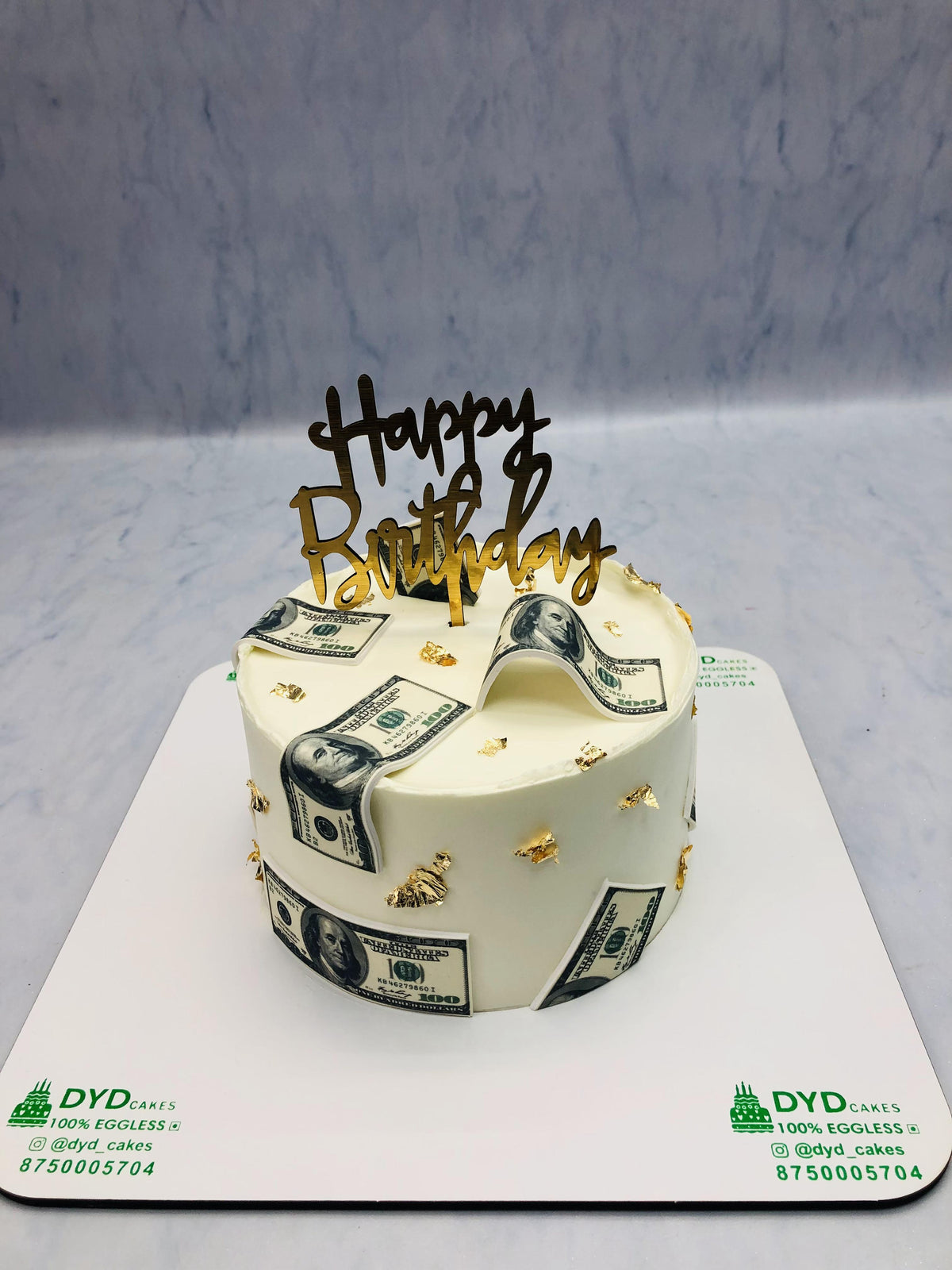 Dollars Theme White Cake