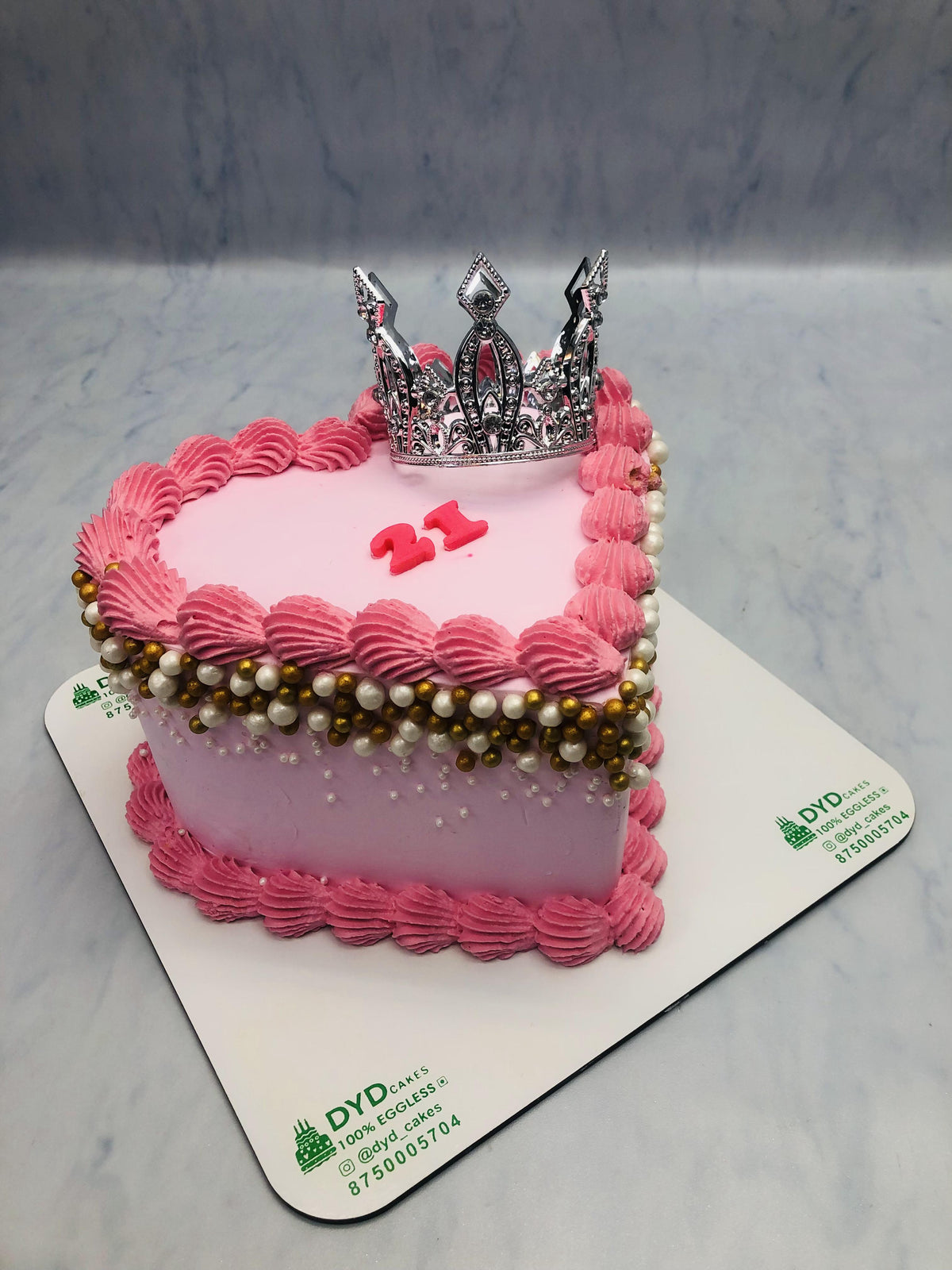 Princess Theme Heart Shape Pink Cake