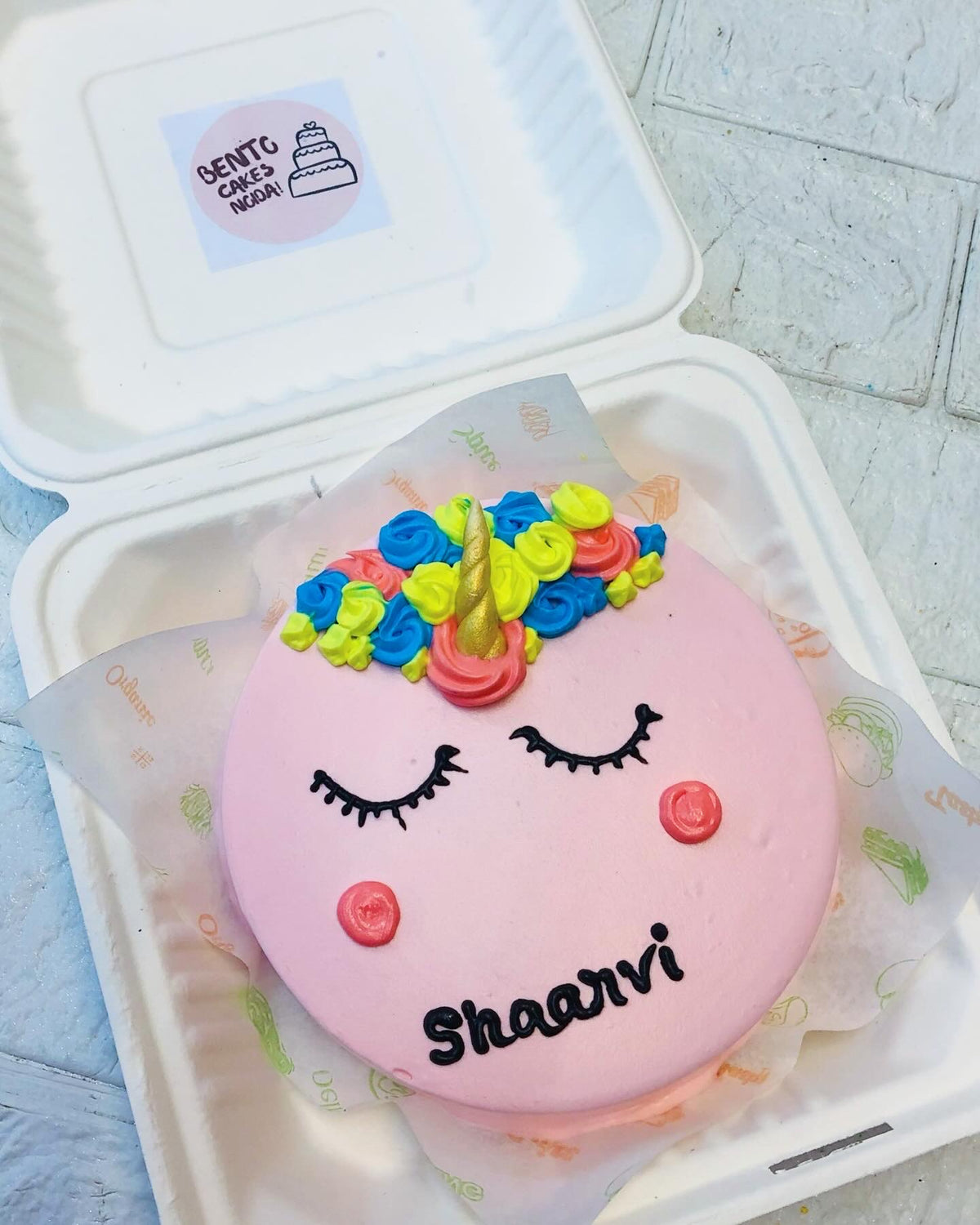 Cute Unicorn Theme Pink Bento Cake