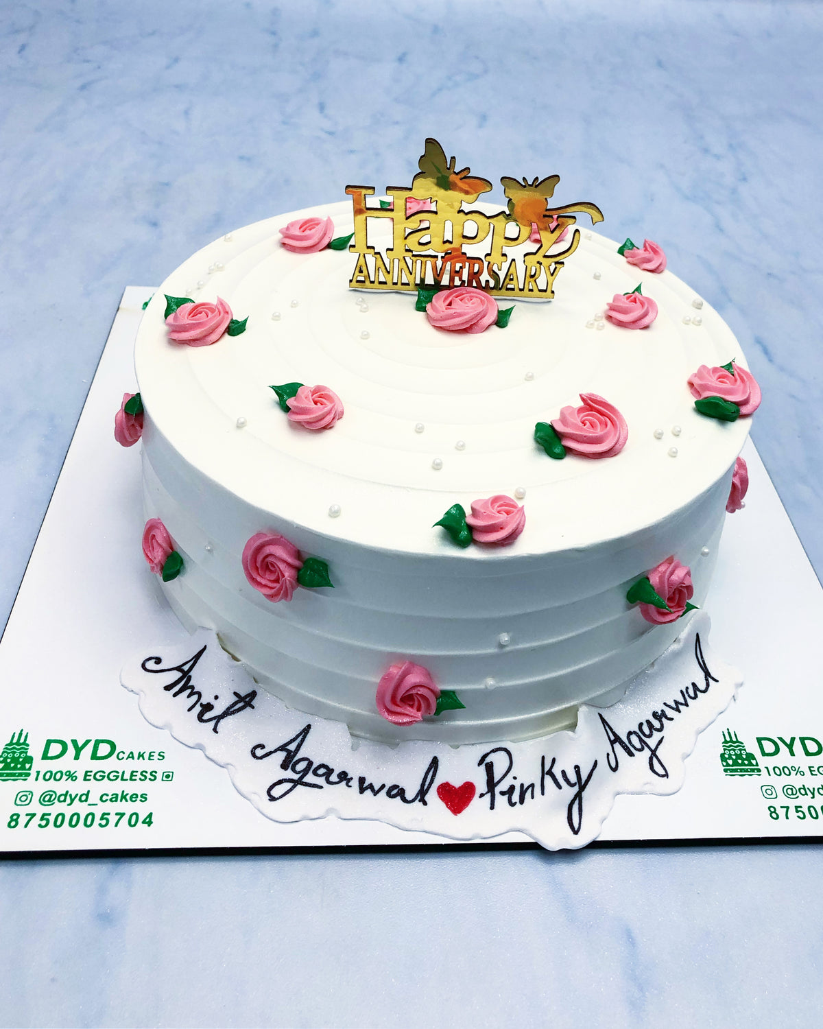 Pink Roses Theme on Basic Cake