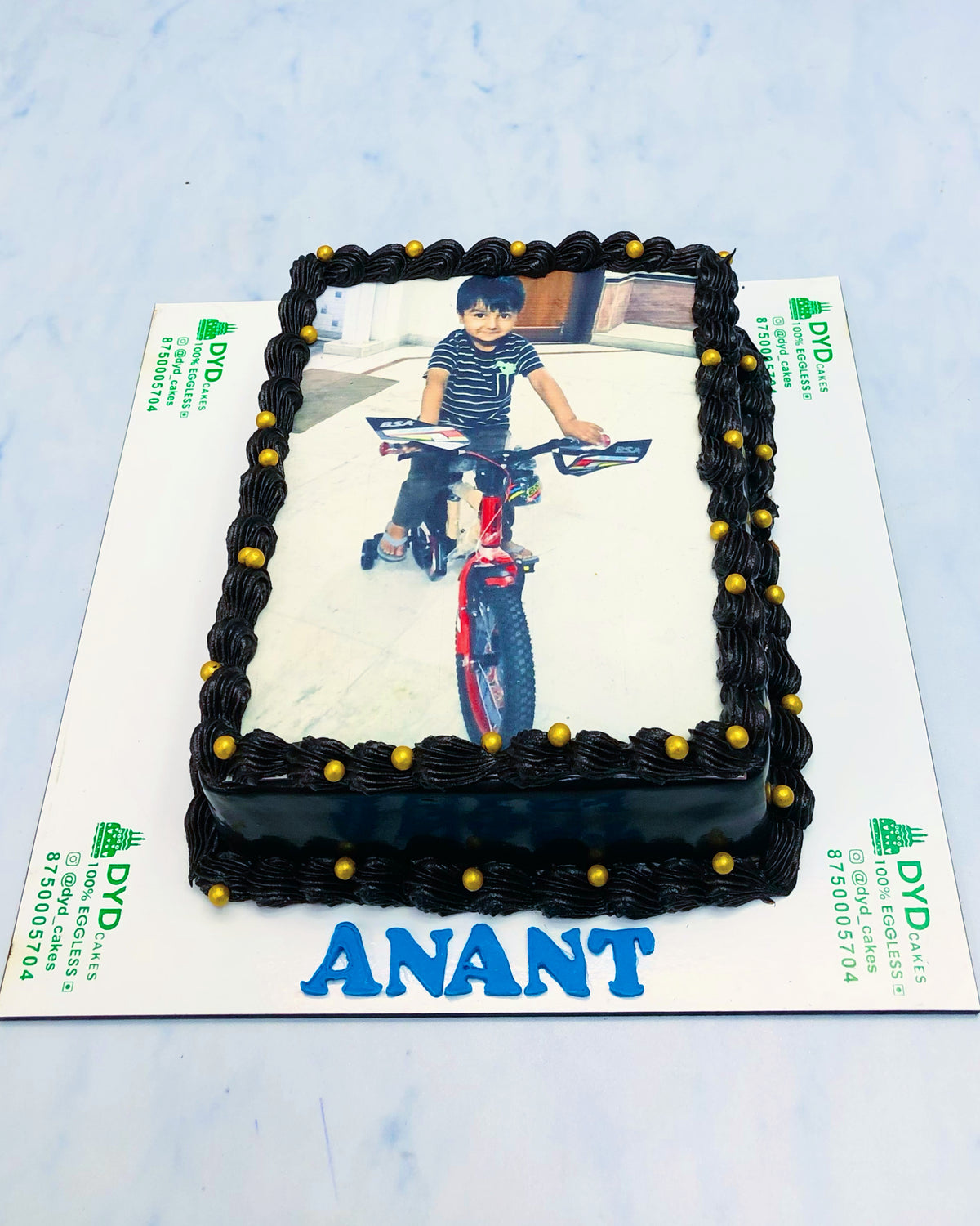 Black Chocolate Photo Print Cake