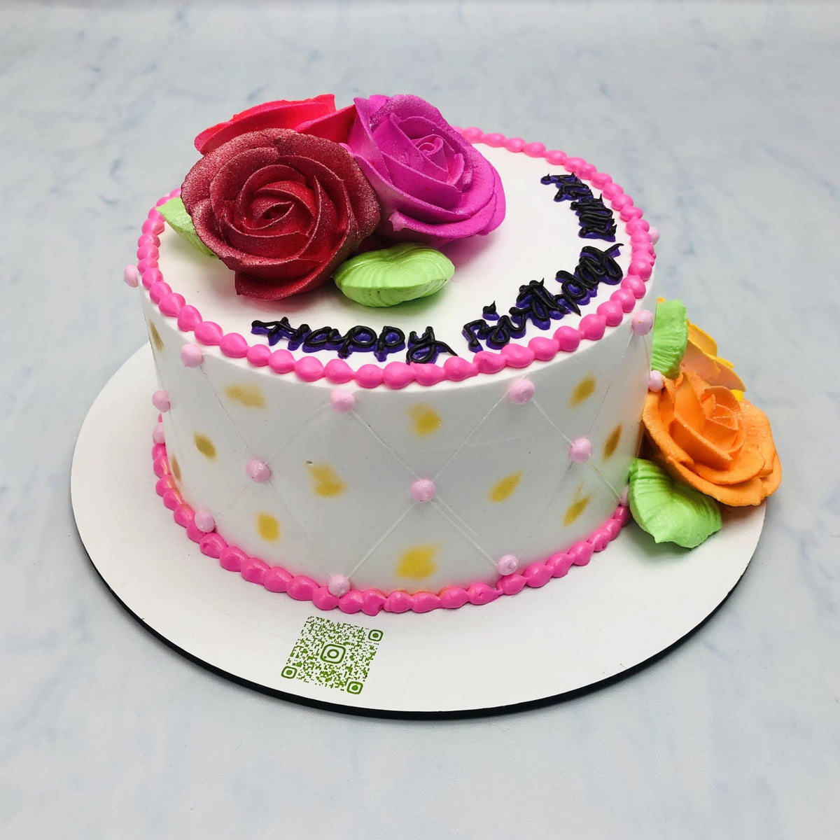 Colorful Roses Basic White Cake